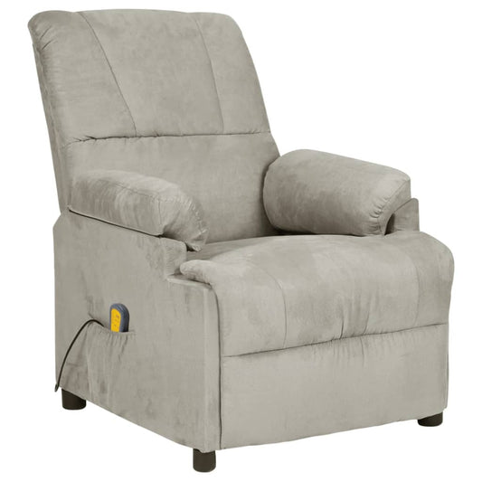 Massagesessel Hellgrau Wildleder-Optik