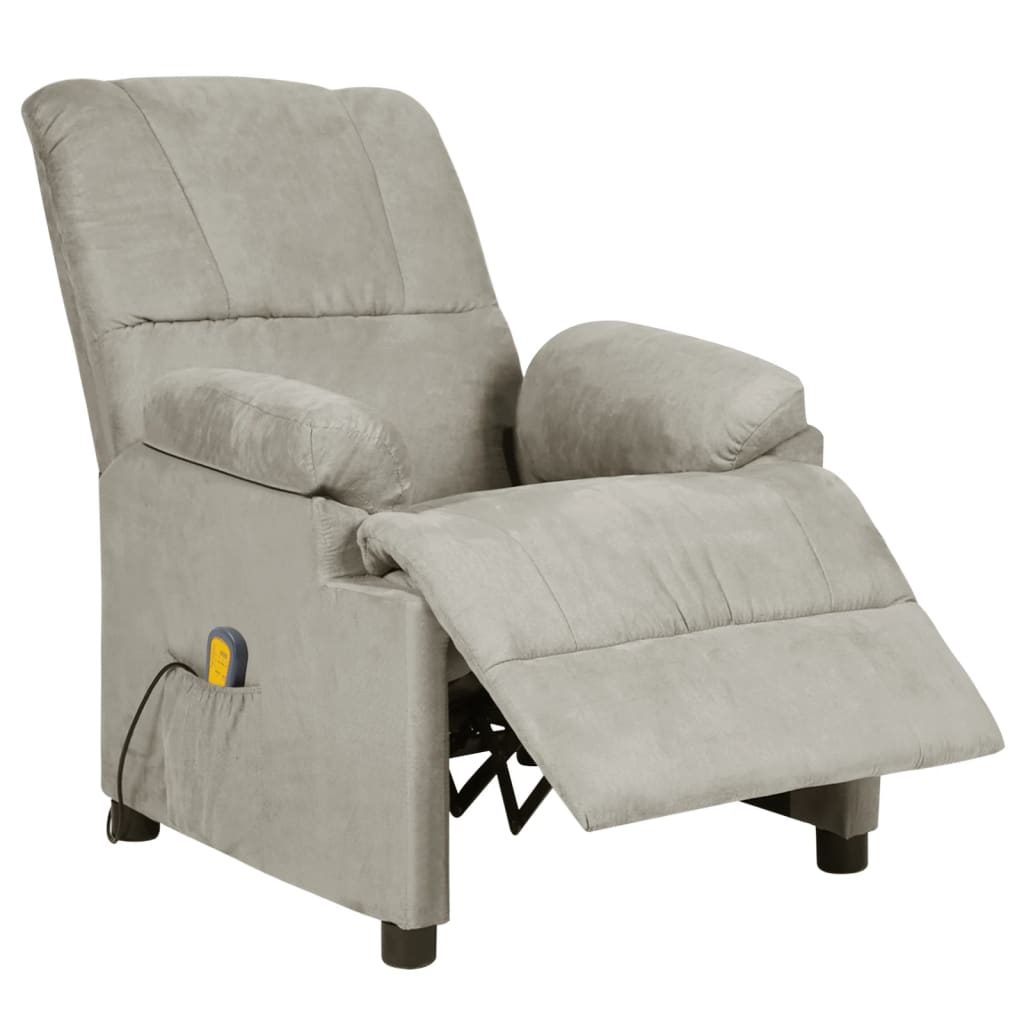 Massagesessel Hellgrau Wildleder-Optik