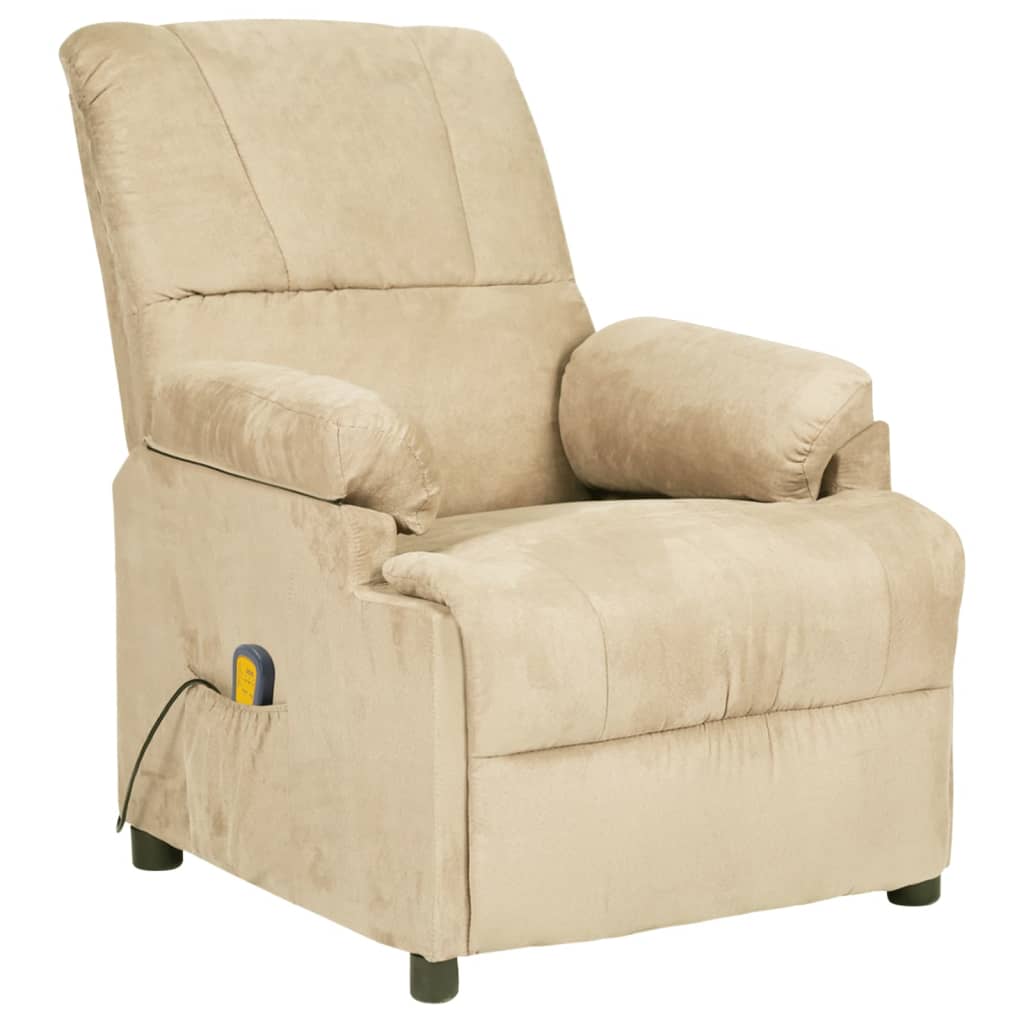 Massagesessel Creme Wildleder-Optik