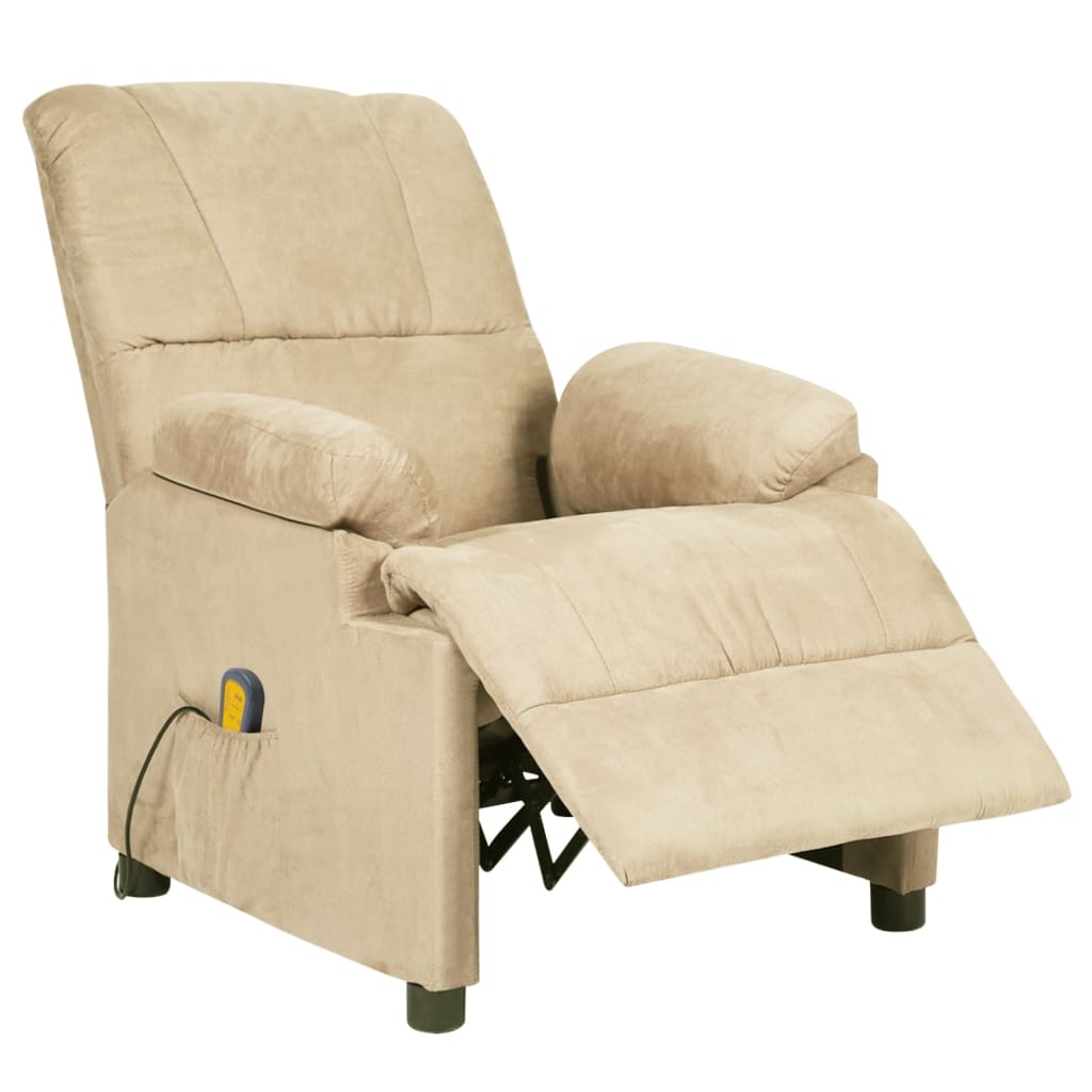 Massagesessel Creme Wildleder-Optik