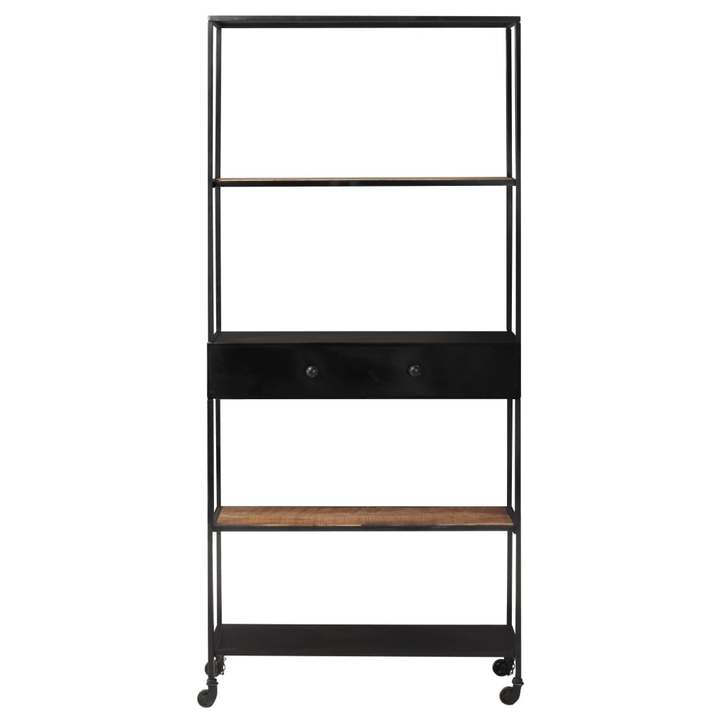 Bücherregal 90x35x180 cm Raues Mangoholz & Eisen
