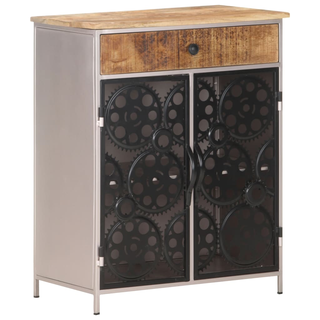 Sideboard 60x35x75 cm Raues Mangoholz und Eisen