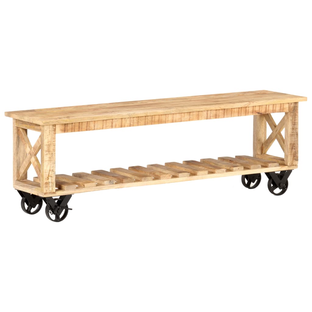 TV-Schrank 130x30x42 cm Raues Mangoholz