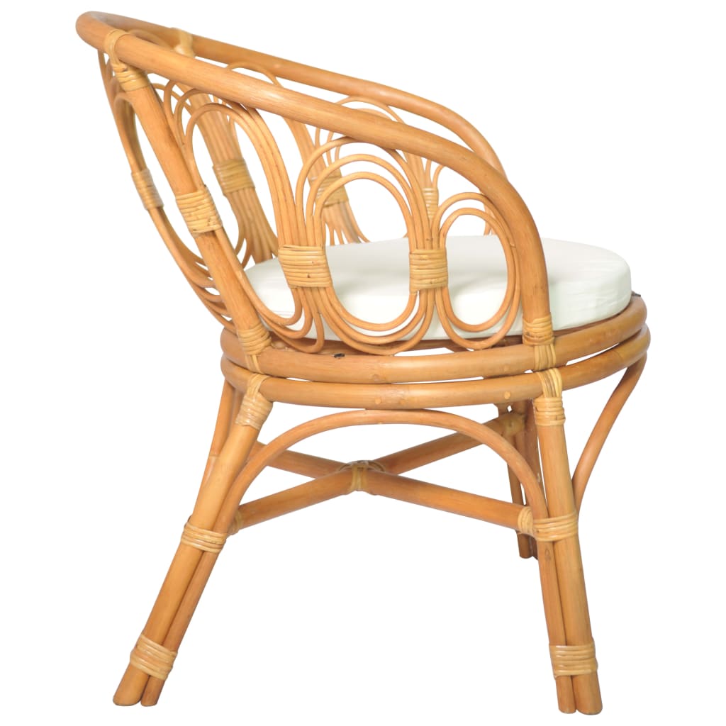 Esszimmerstuhl mit Auflage Hellbraun Natur Rattan Leinenbezug