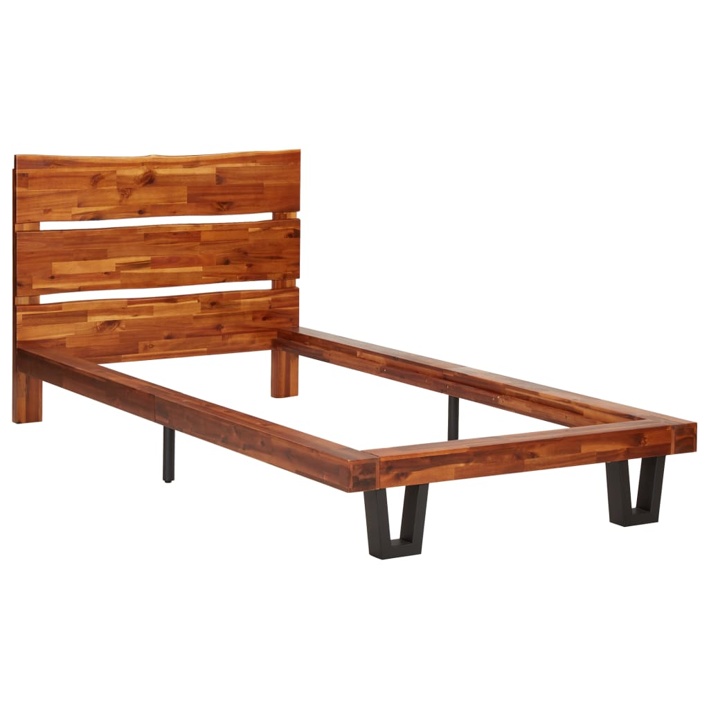 Massivholzbett mit Baumkante Akazie 90 cm