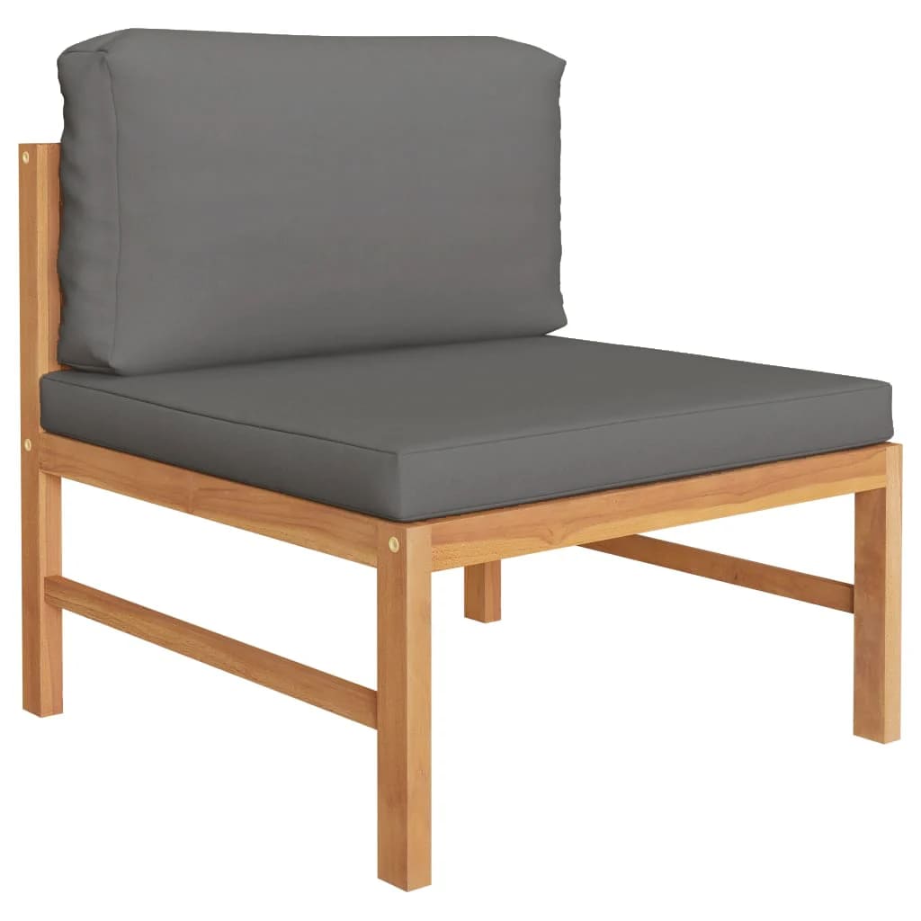 3-tlg. Garten-Lounge-Set mit Dunkelgrauen Kissen Teakholz