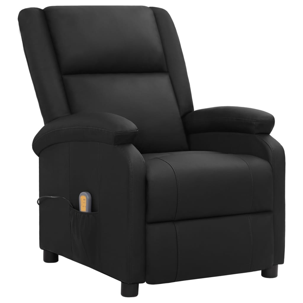 Massagesessel Schwarz Echtleder