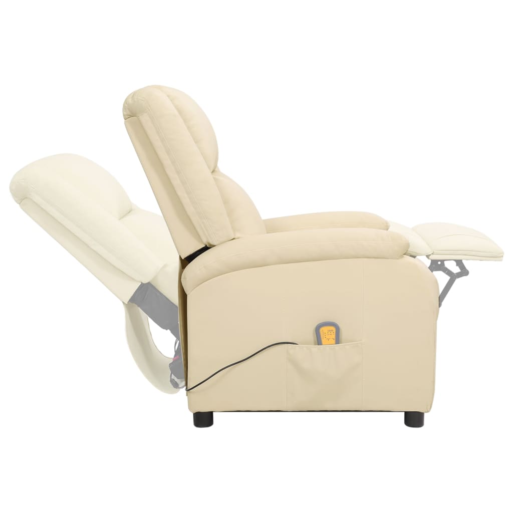 Massagesessel Creme Echtleder