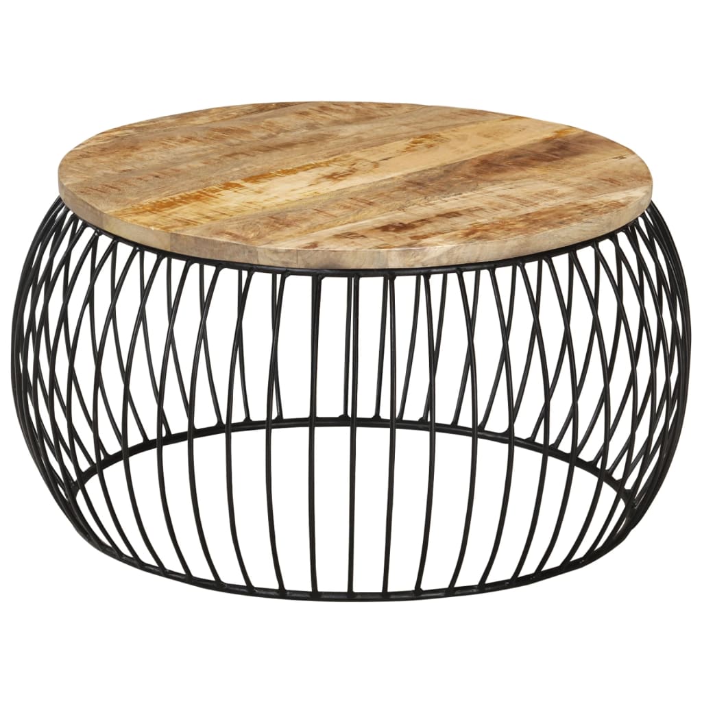 Couchtisch Ø68 cm Raues Mangoholz