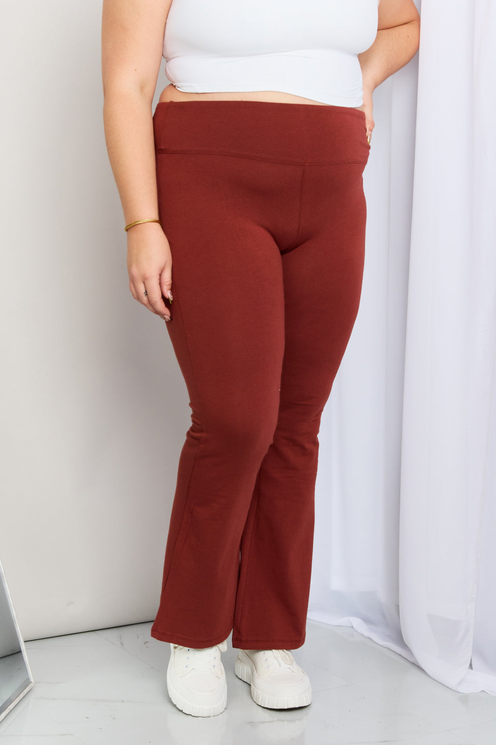 Zenana Full Size Wide Waistband Flare Pants