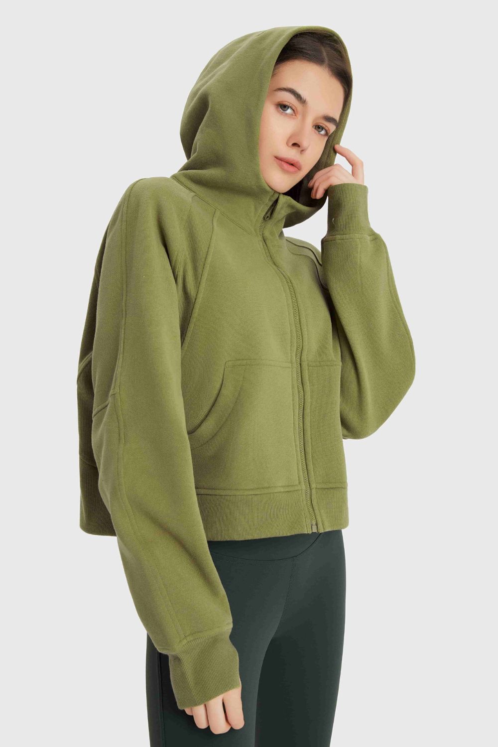 Zip Up Thumbhole Hooded Sports Jacket