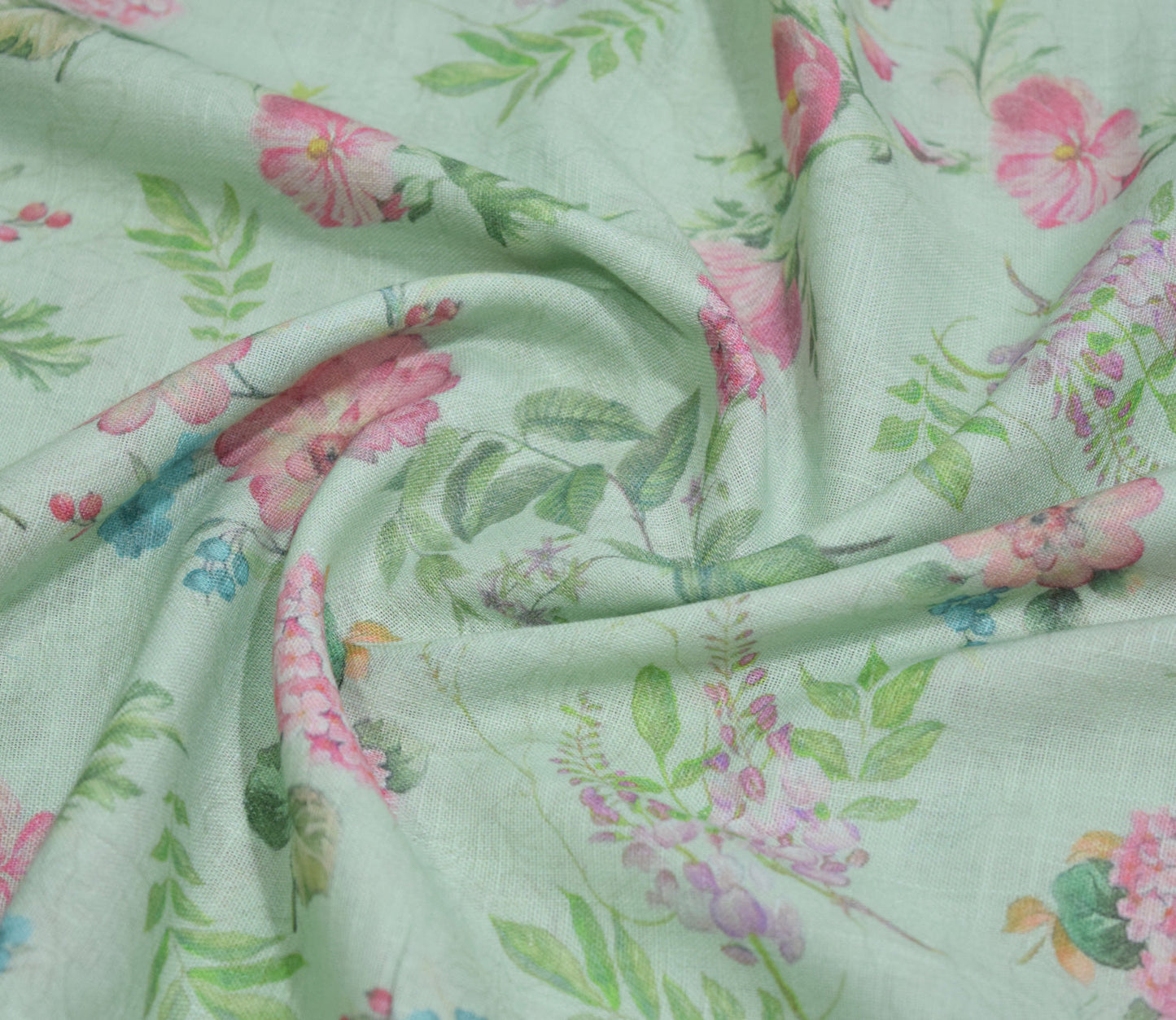 Floral Pattern Digital Printed Cotton Slub Fabric Available in Yellow , Cream , Green and Lilac