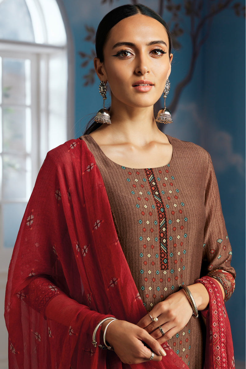 Bemberg Silk Kurta with Chiffon Dupatta