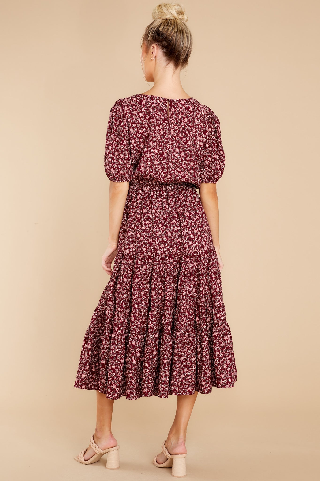 Most Certainly Yes Burgundy Floral Print Maxi Dress