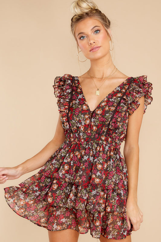 Holding On To Us Black Floral Print Dress