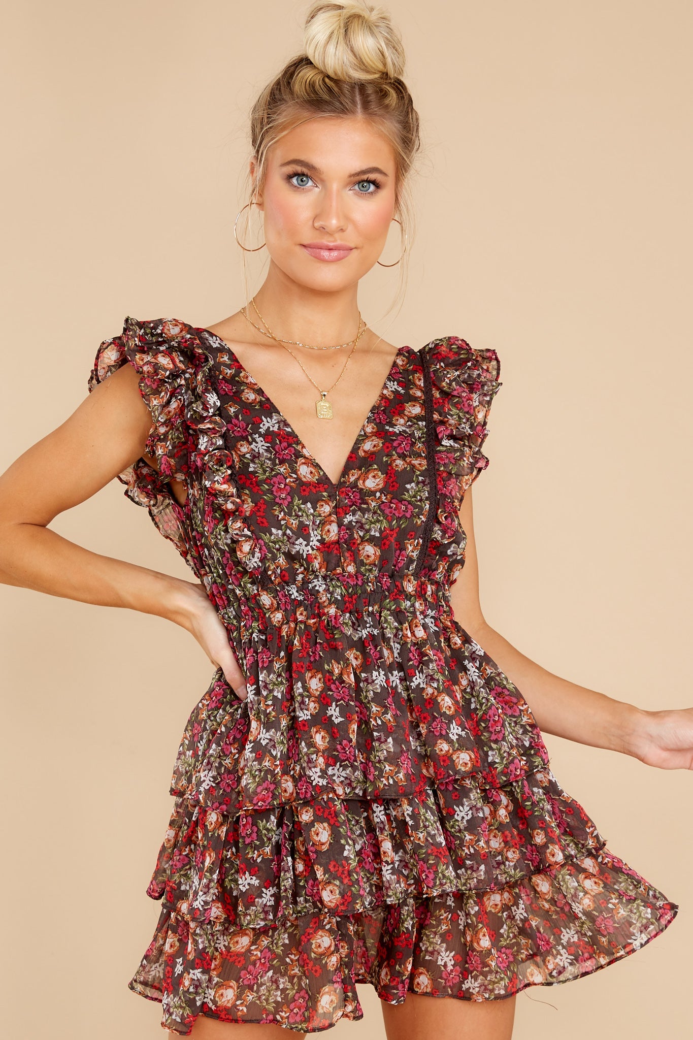 Holding On To Us Black Floral Print Dress