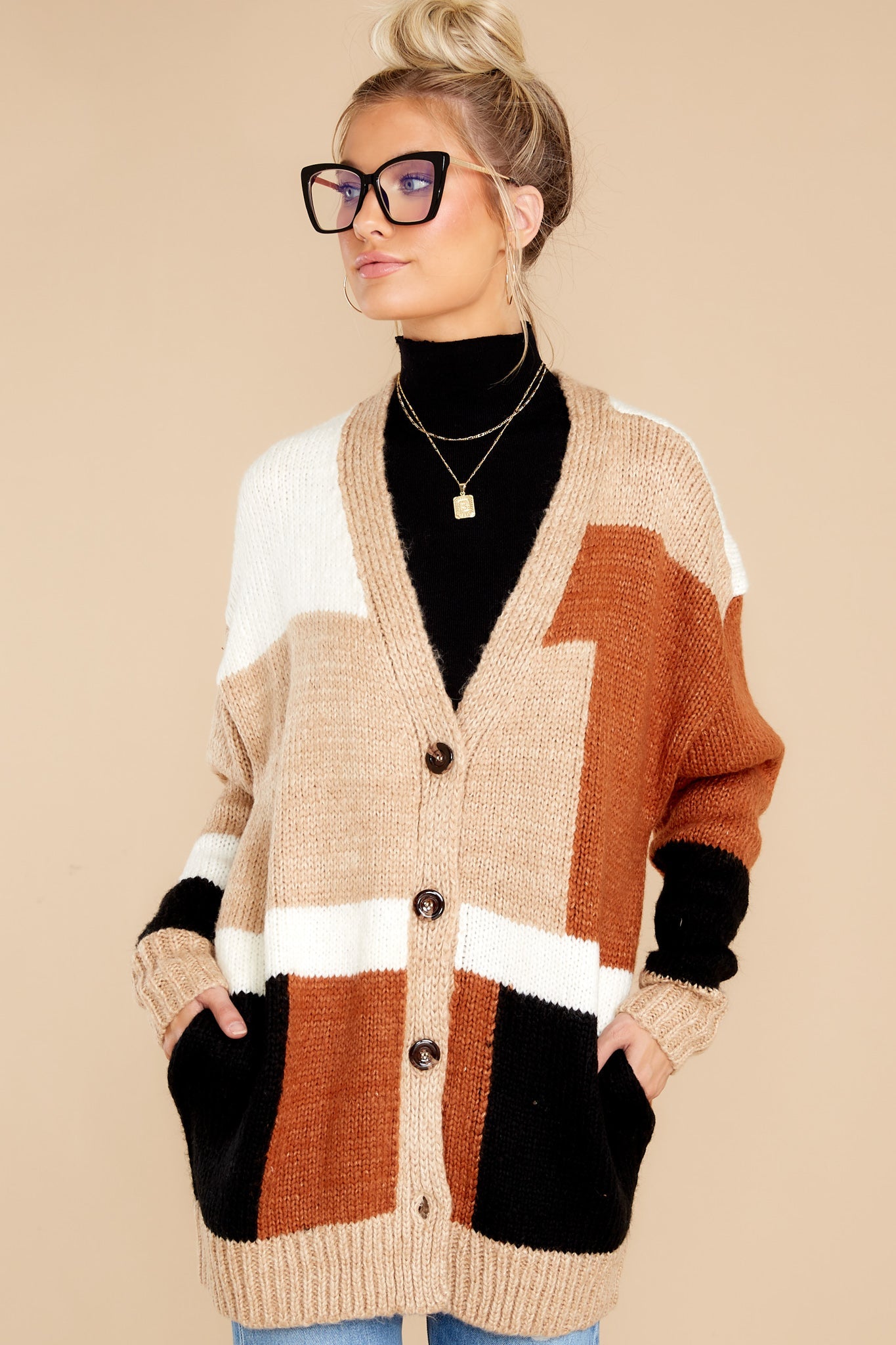 Read Your Mind Camel Colorblock Cardigan