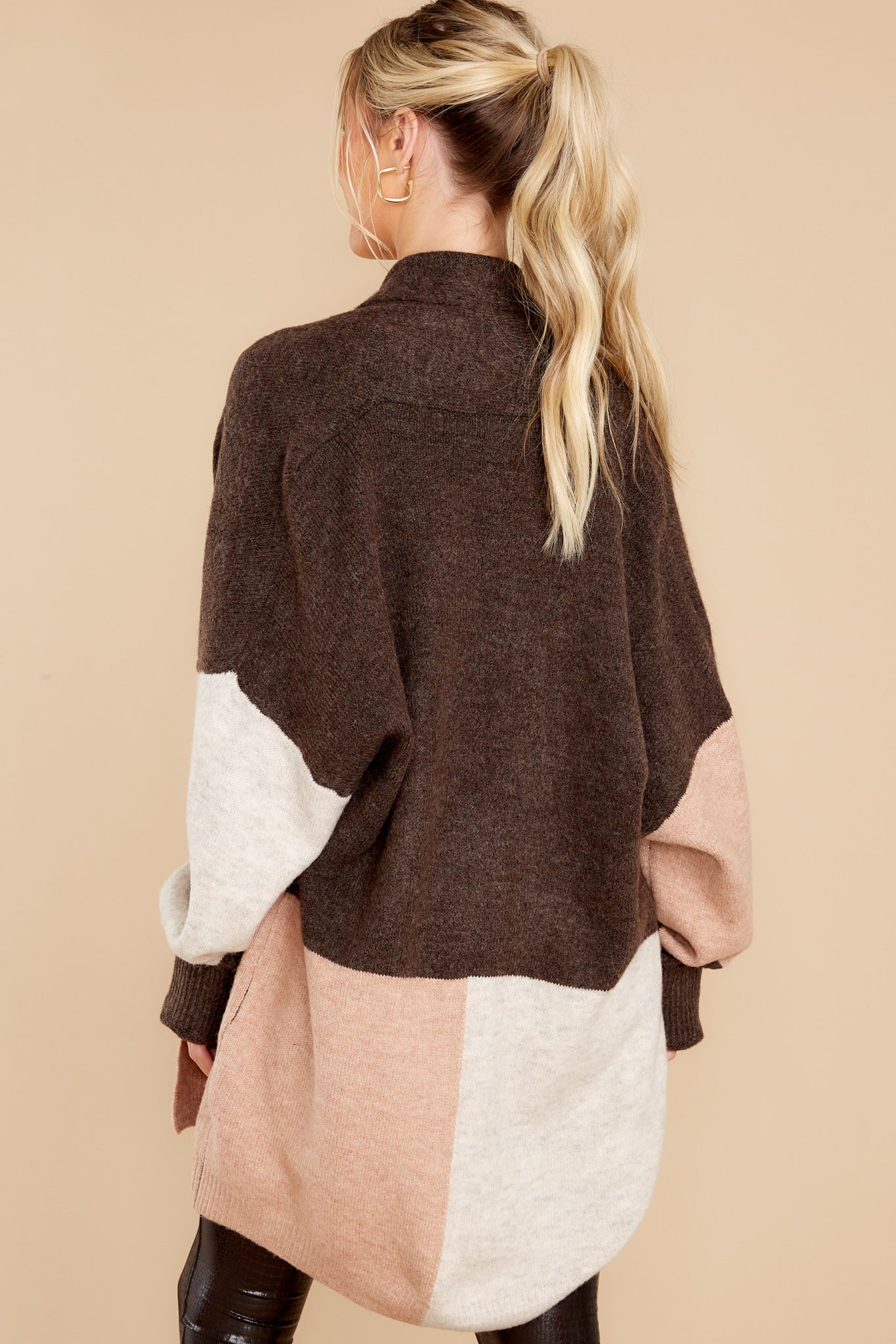 Wondering Heart Mocha Colorblock Cardigan