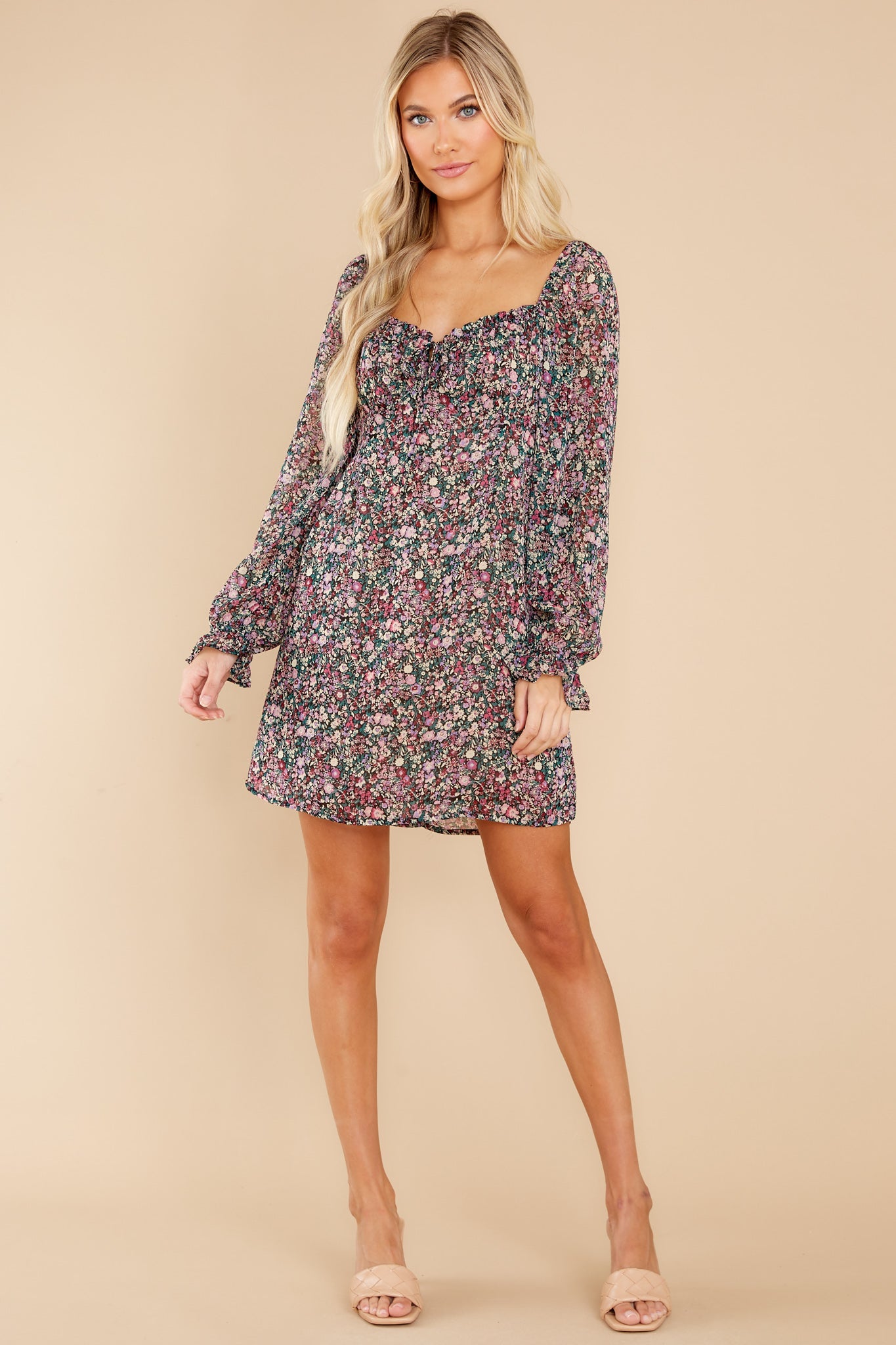 Start All Over Black Floral Print Dress