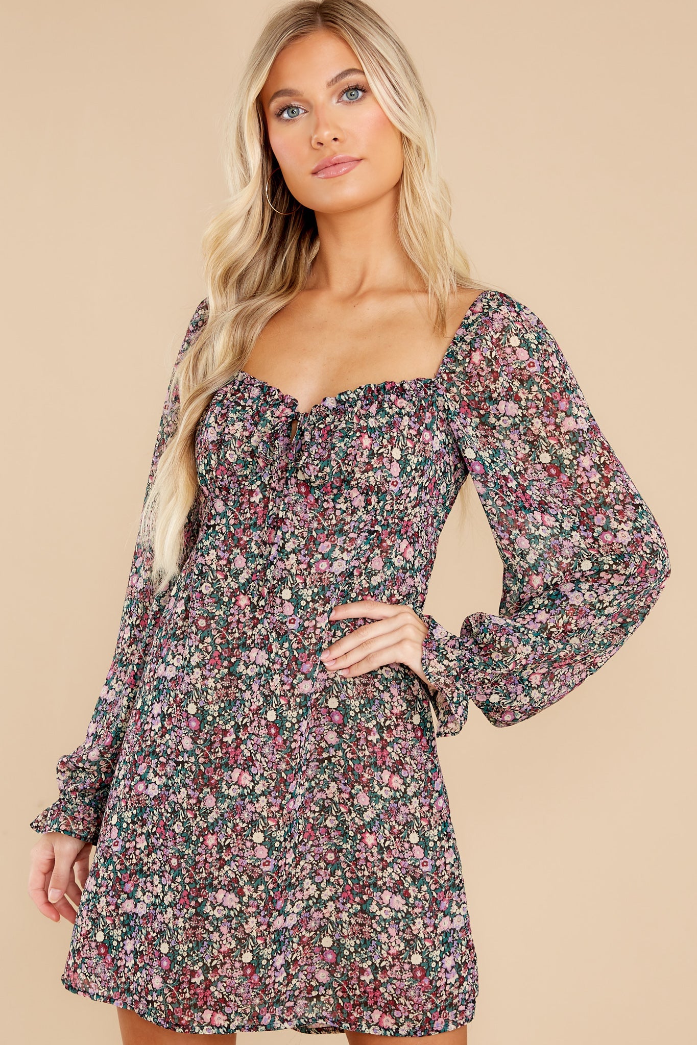 Start All Over Black Floral Print Dress