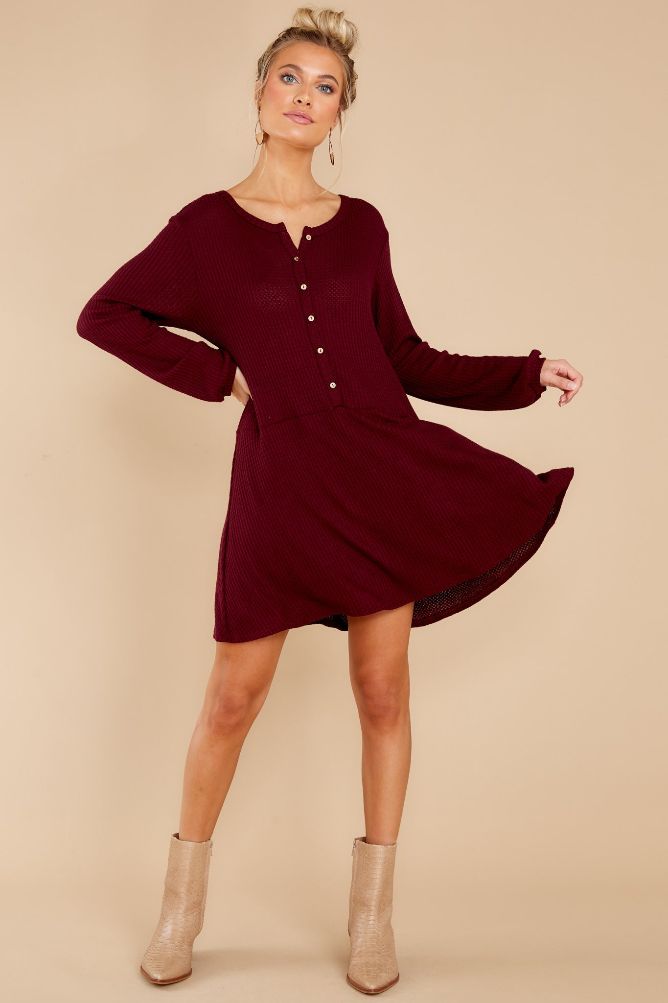 Steal My Time Merlot Dress