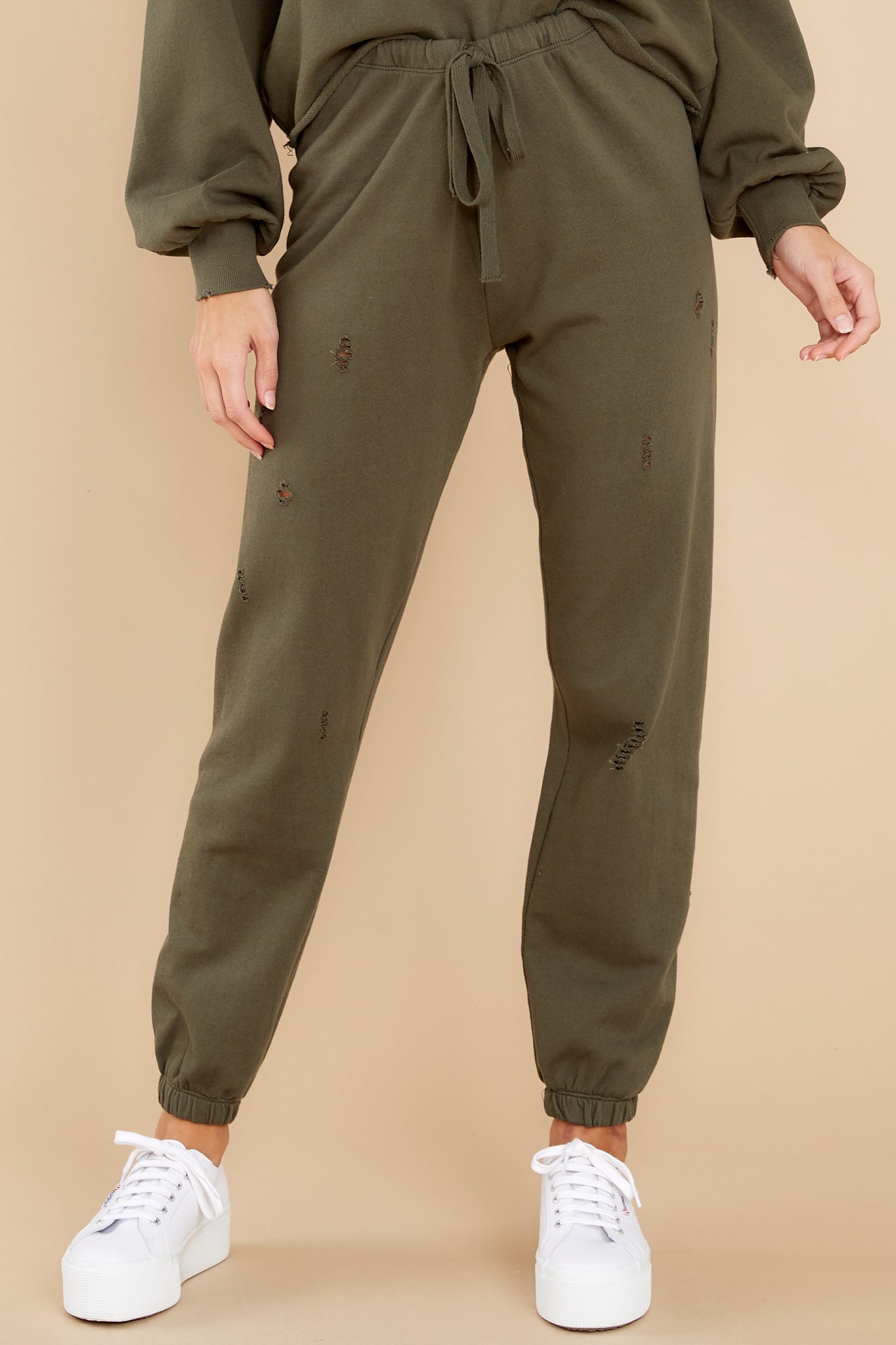 Aria Seaweed Distressed Joggers