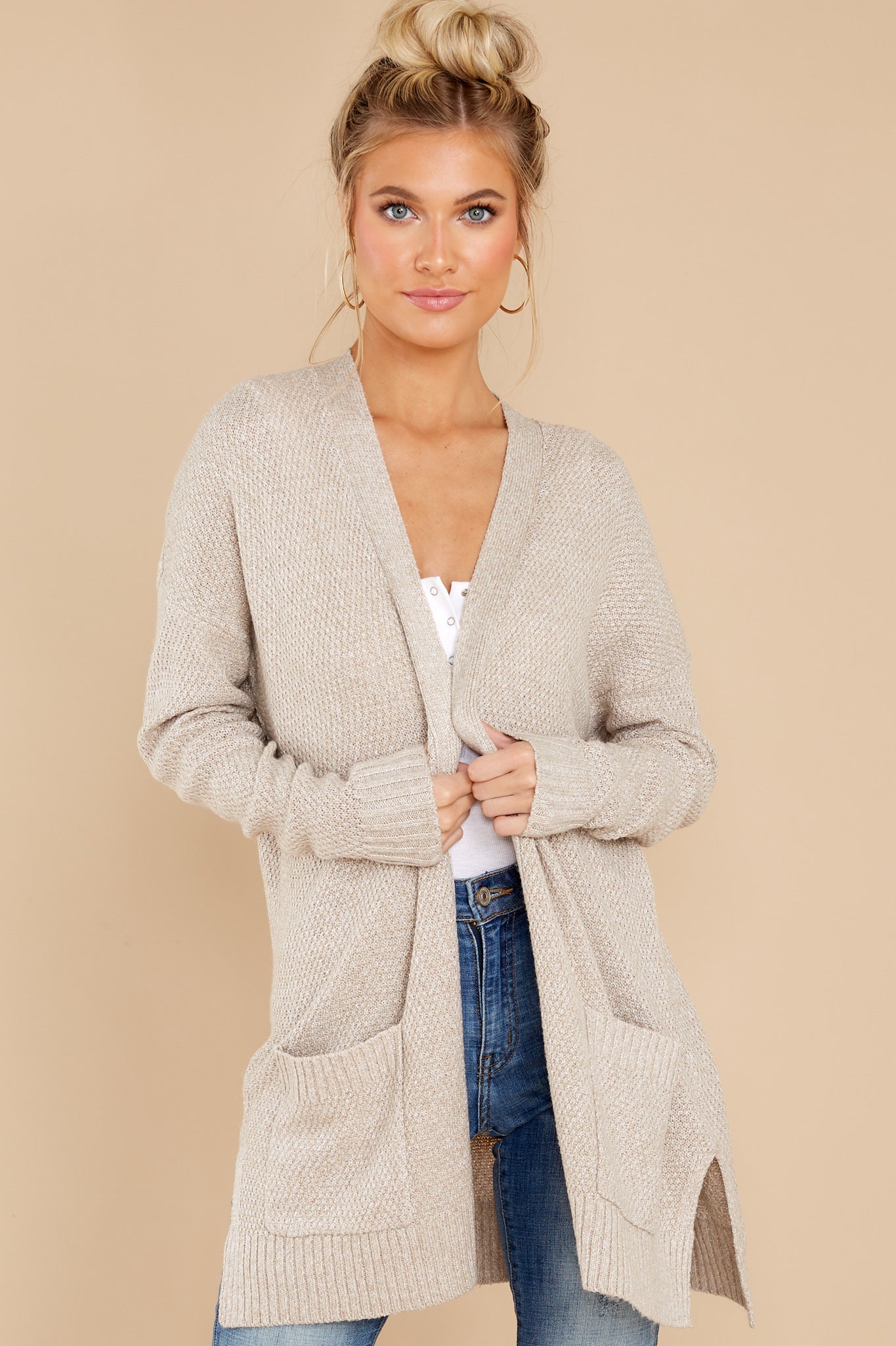 Warm And Toasty Oatmeal Cardigan