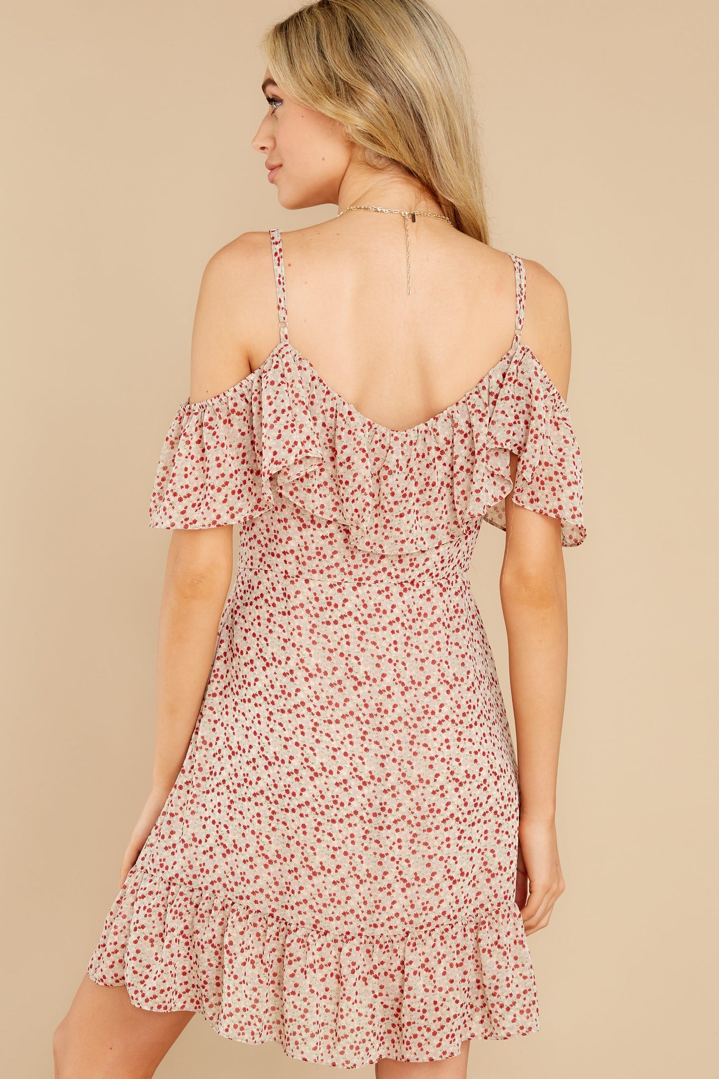 Running In Circles Taupe Print Dress