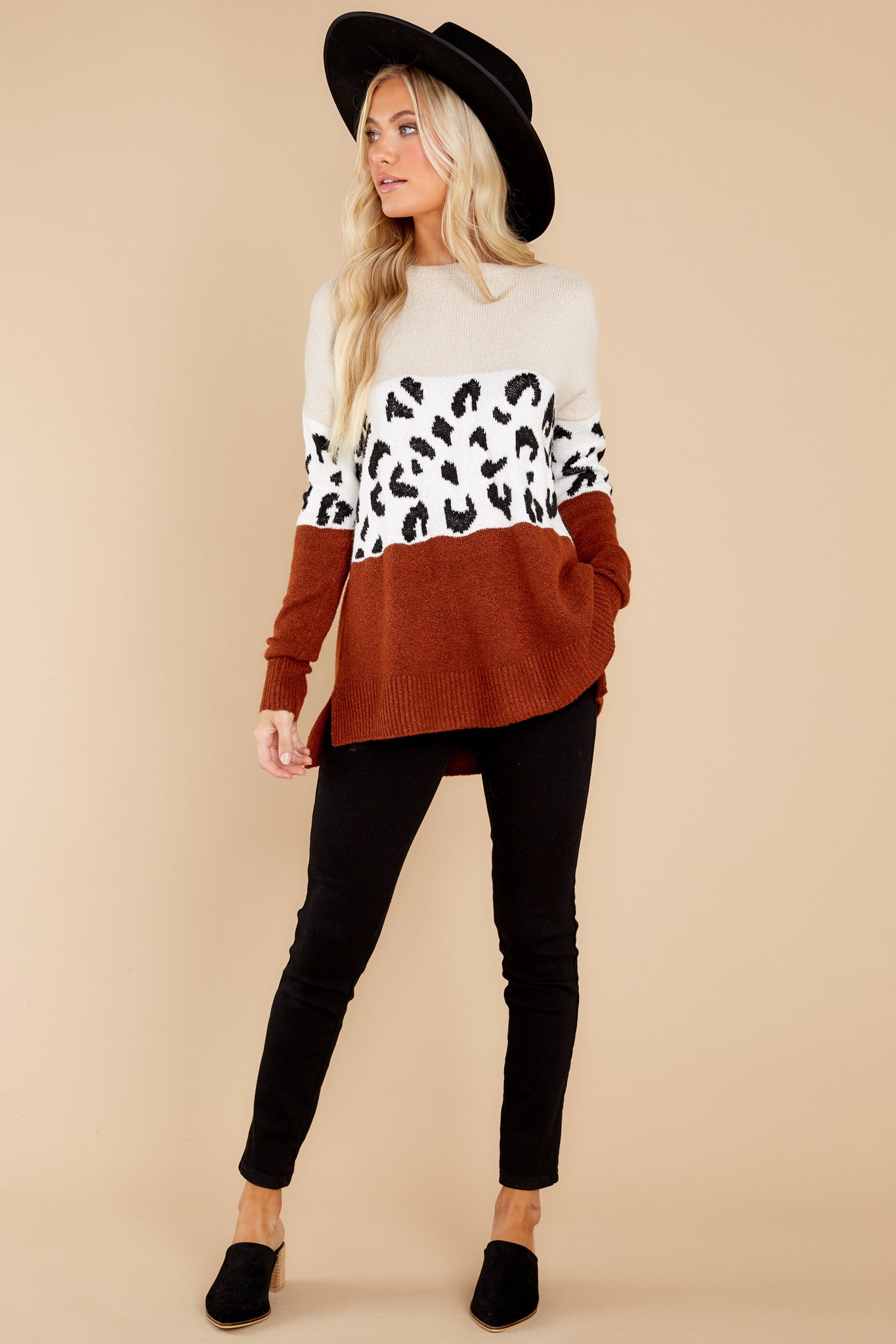 Feelin' Edgy Oatmeal Leopard Print Sweater