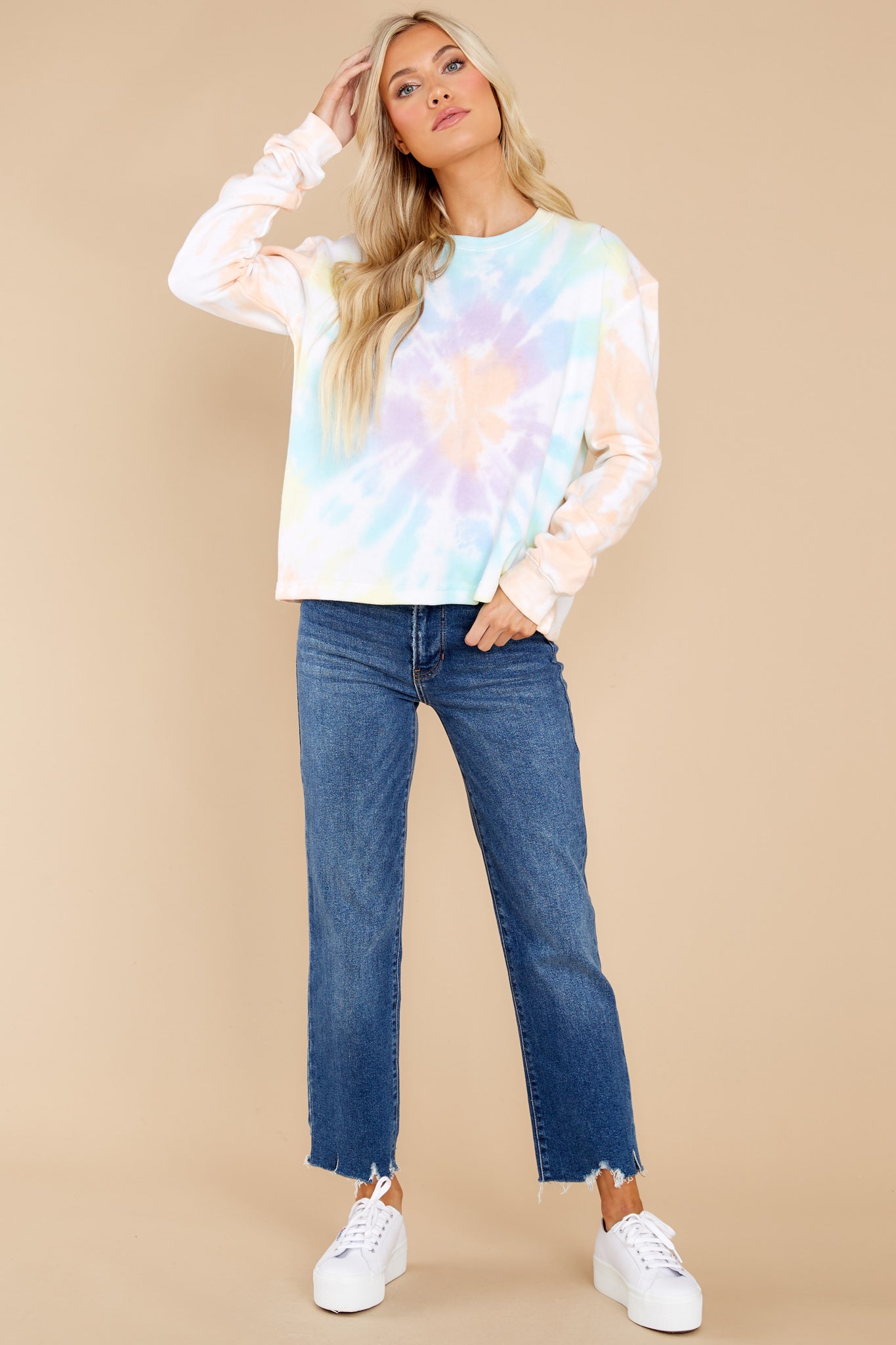 Ray Of Sunshine Coral Gem Tie Dye Pullover