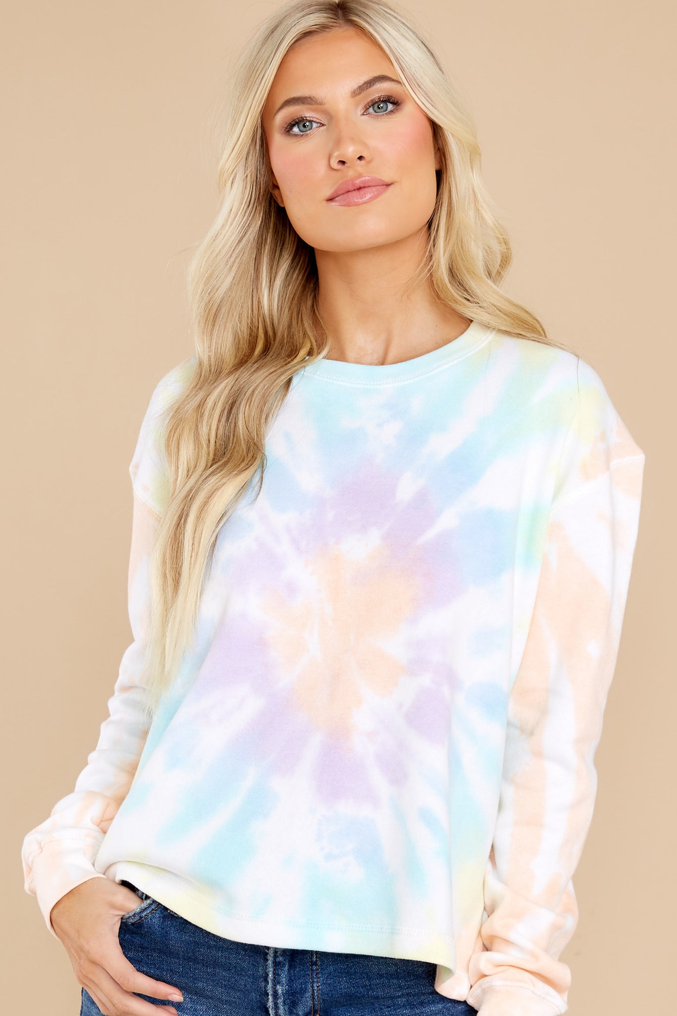 Ray Of Sunshine Coral Gem Tie Dye Pullover