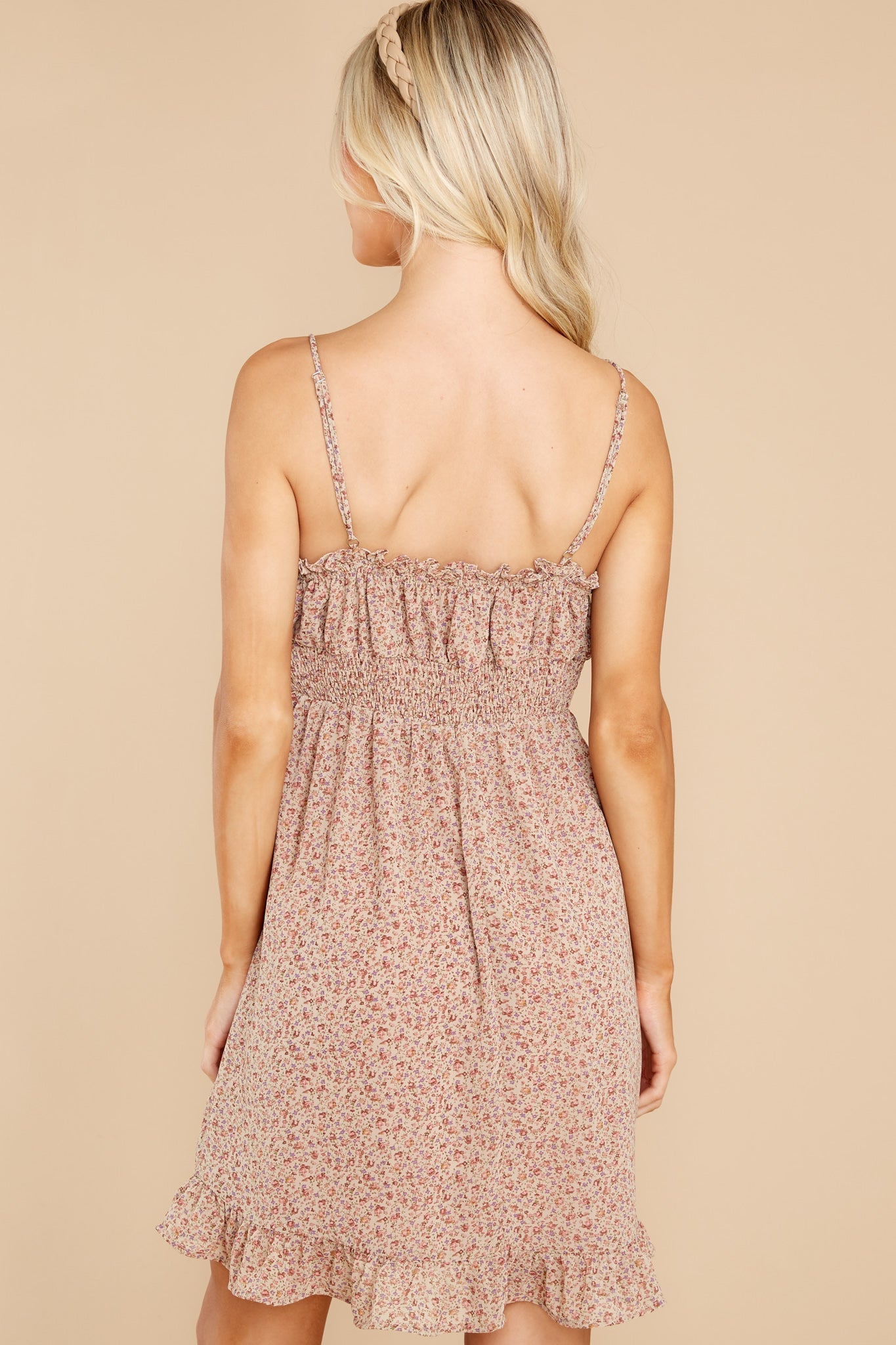 Got That Way Beige Floral Print Dress