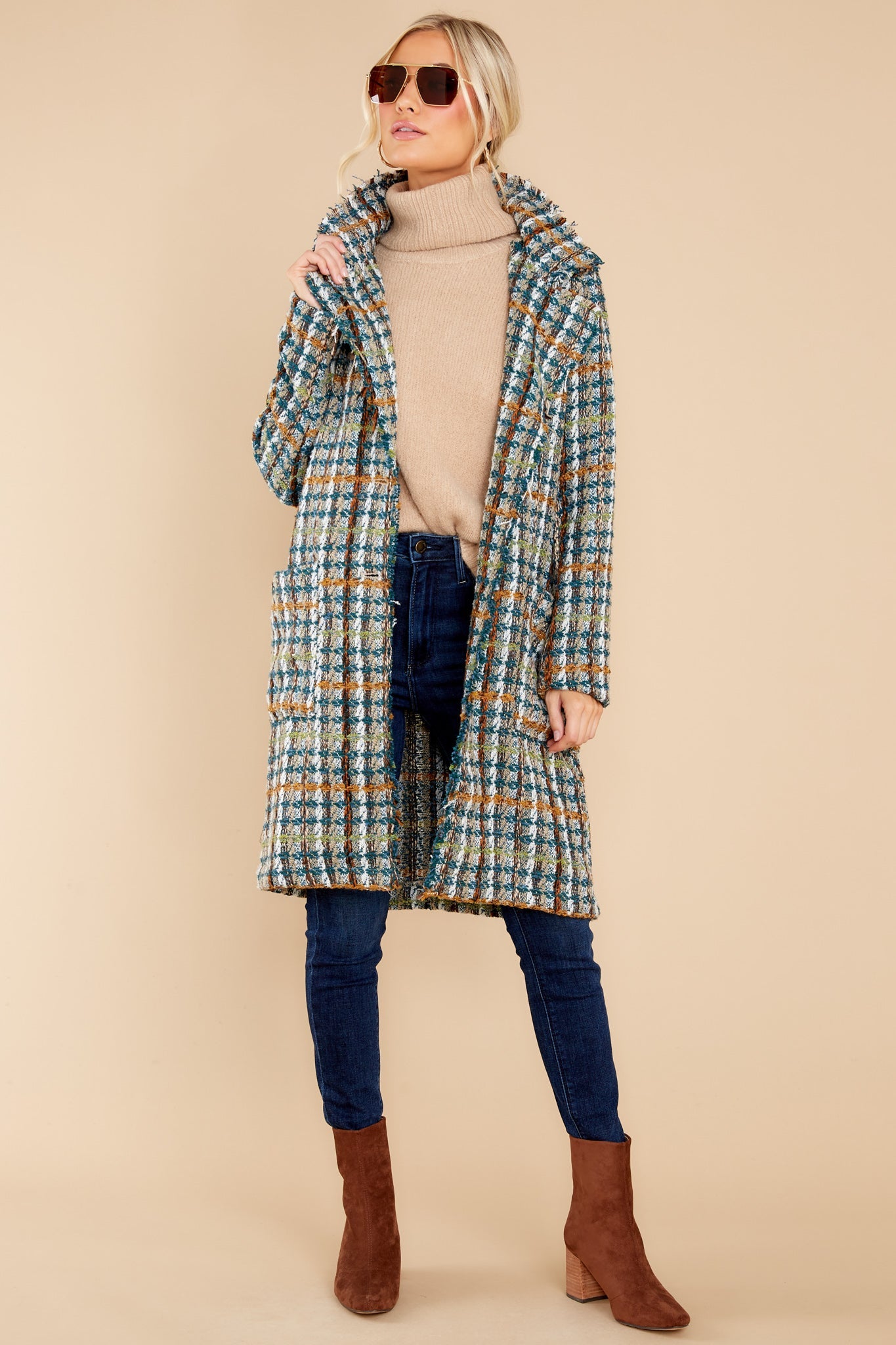 Every Enchantment Teal Multi Tweed Coat