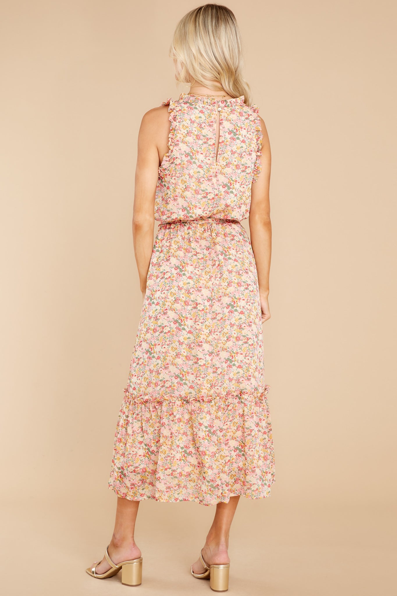 Chasing Wildflowers Blush Floral Print Midi Dress