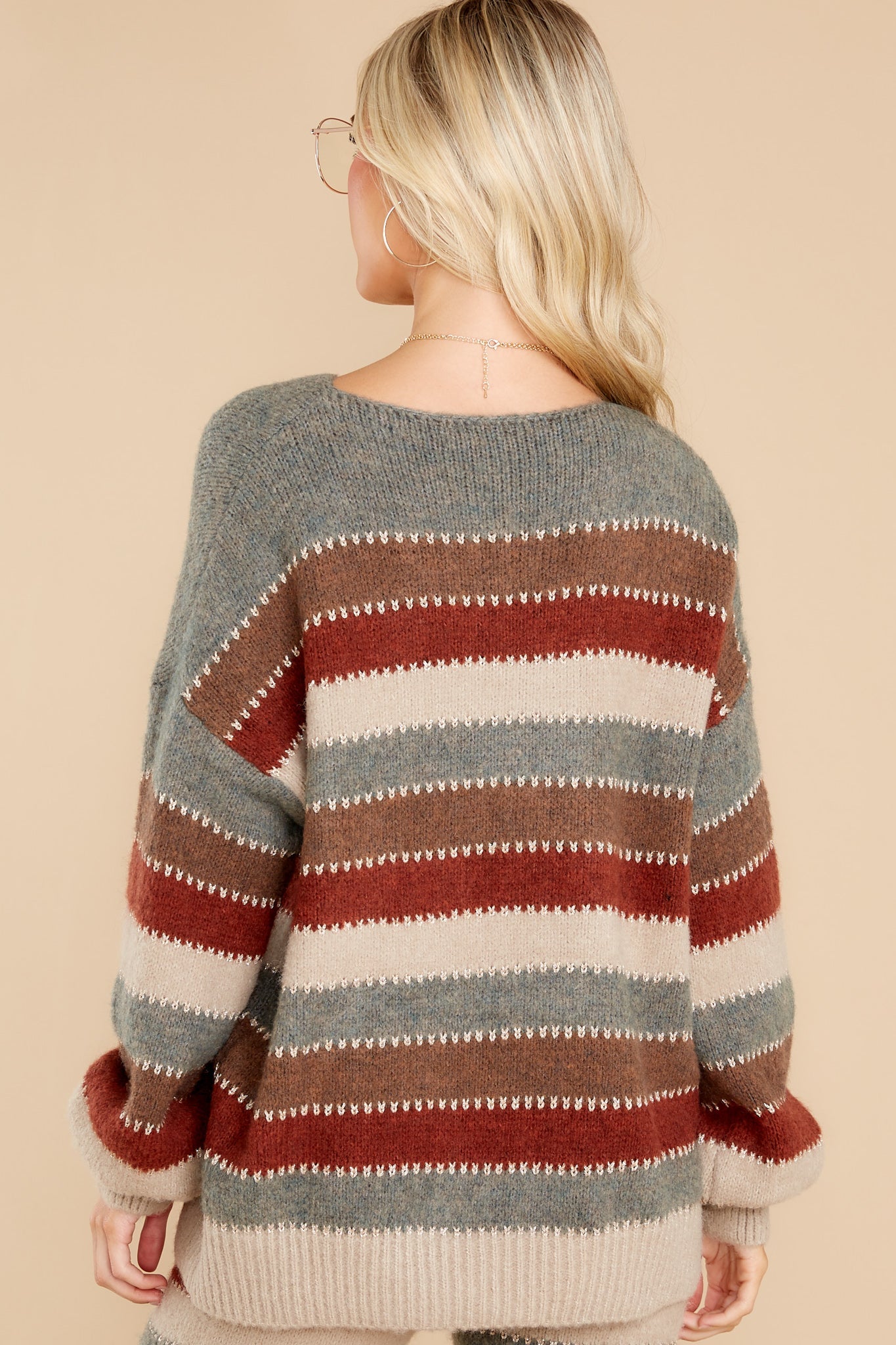 Need No Filter Taupe Multi Stripe Sweater