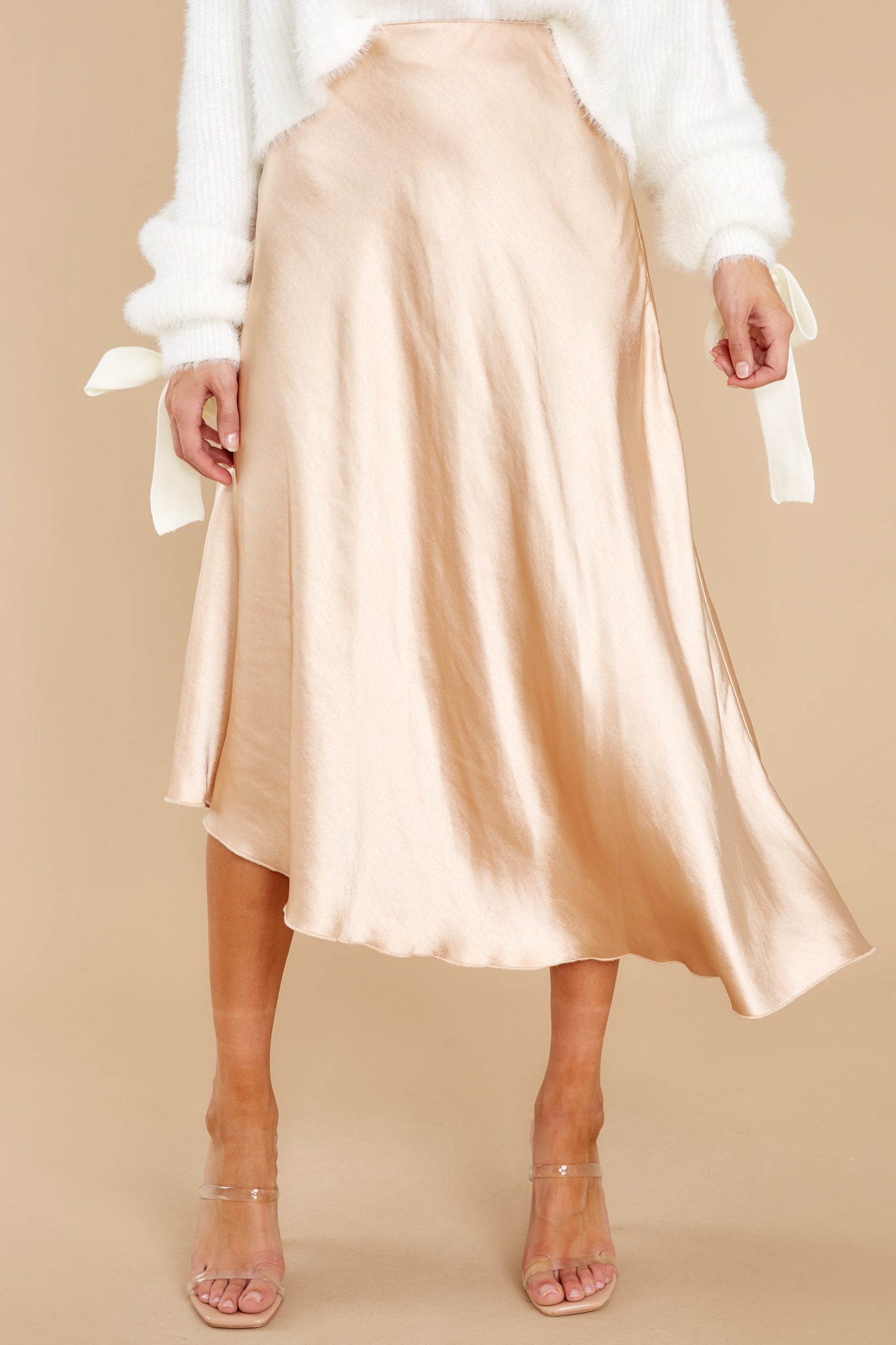 How To Go Viral Champagne Midi Skirt