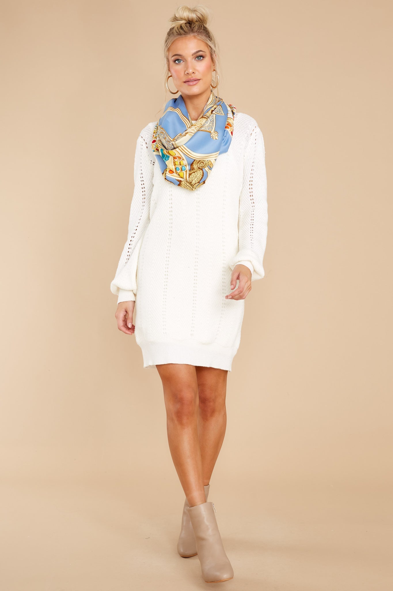 Pull Me Closer Ivory Sweater Dress