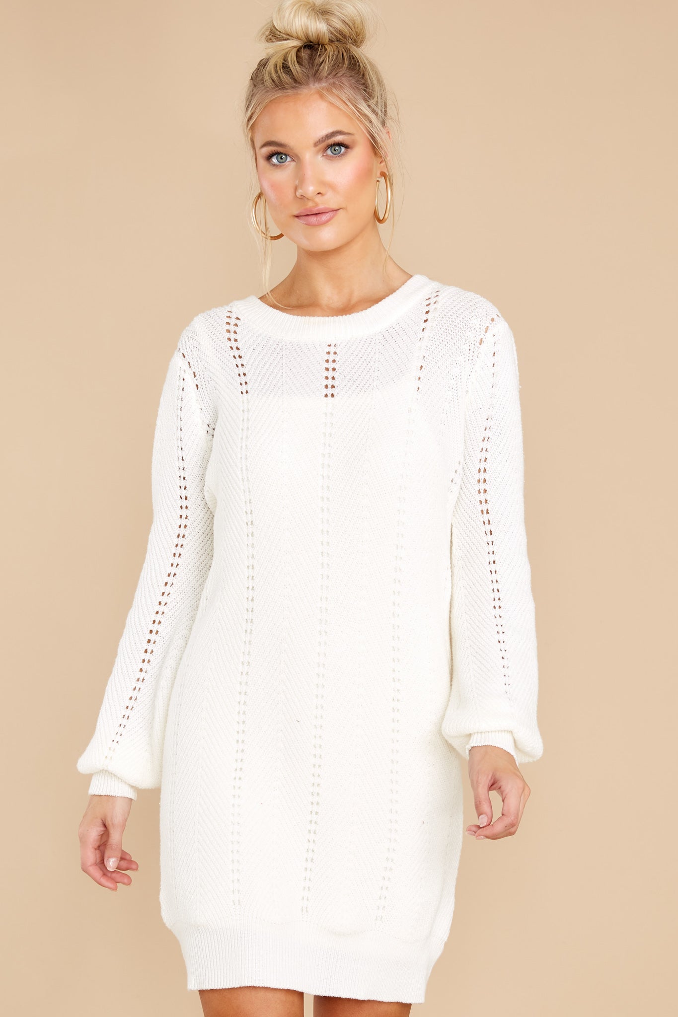 Pull Me Closer Ivory Sweater Dress