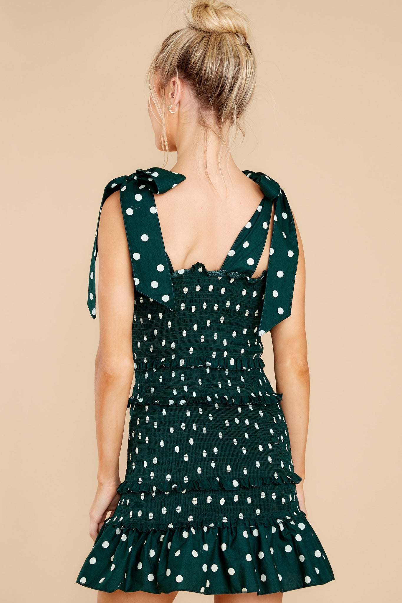 A Whole Heartful Forest Green Polka Dot Dress