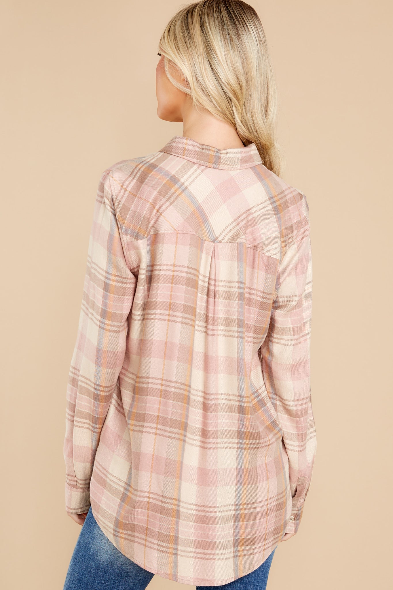 Pure Coincidence Blush Plaid Top