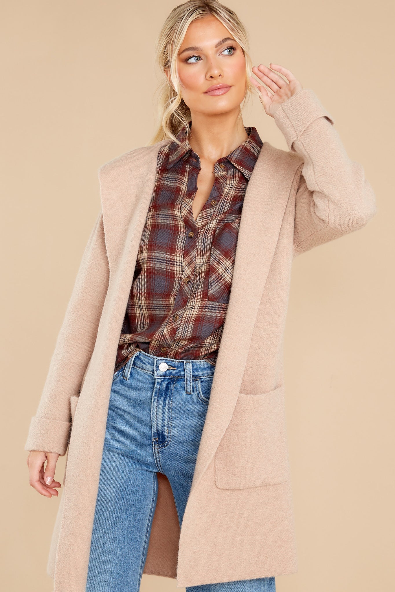 Heartwarming Burgundy Plaid Top