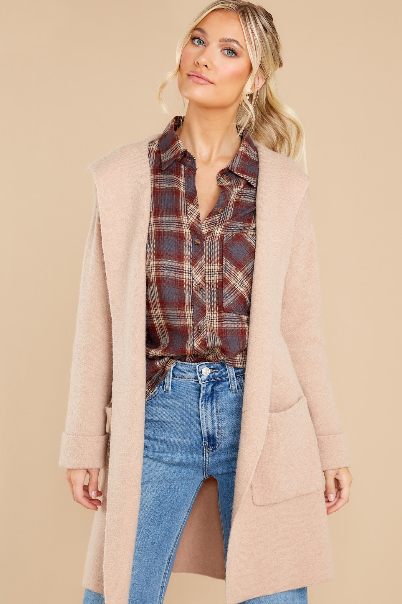 Heartwarming Burgundy Plaid Top