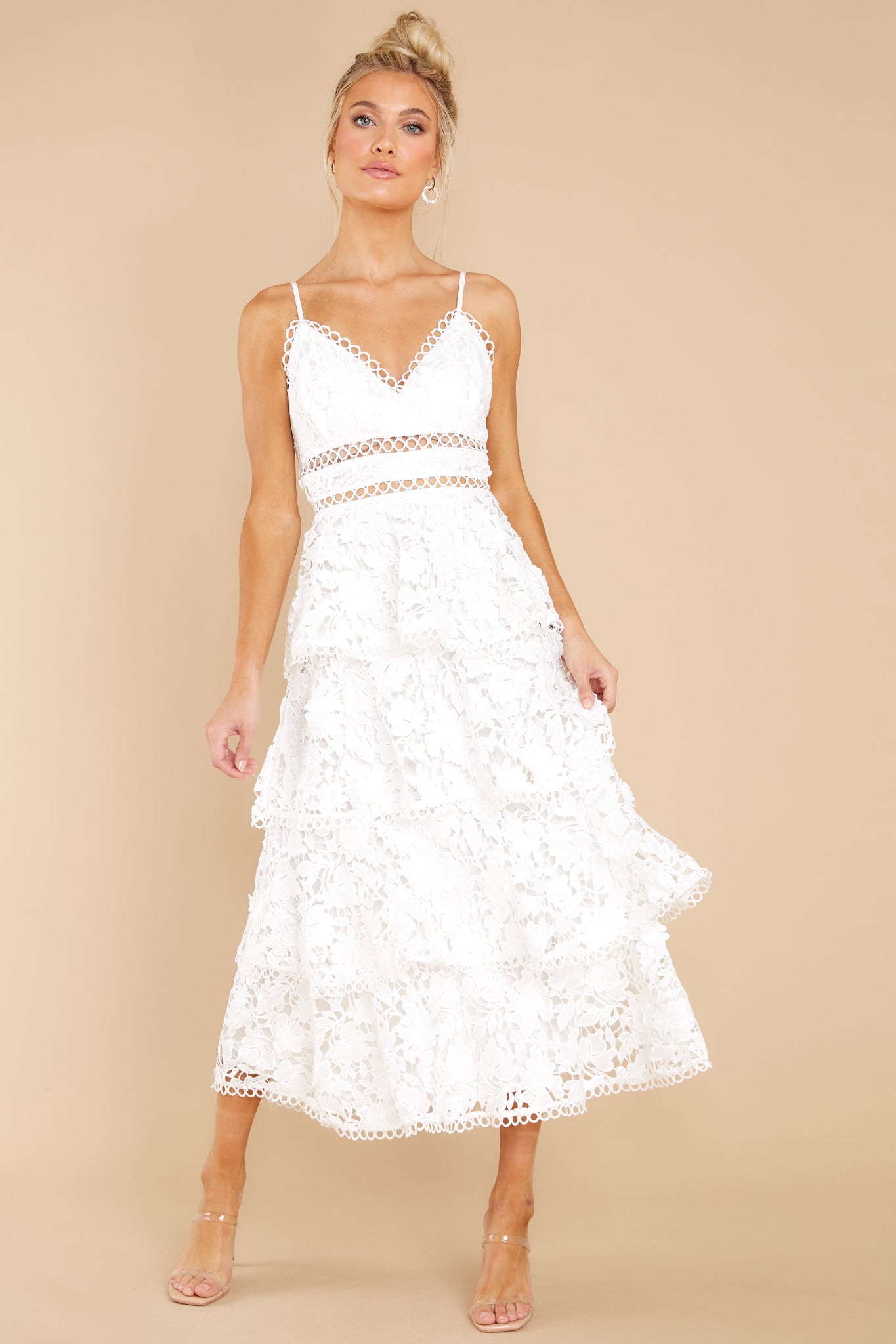 A Fairytale Story White Lace Midi Dress