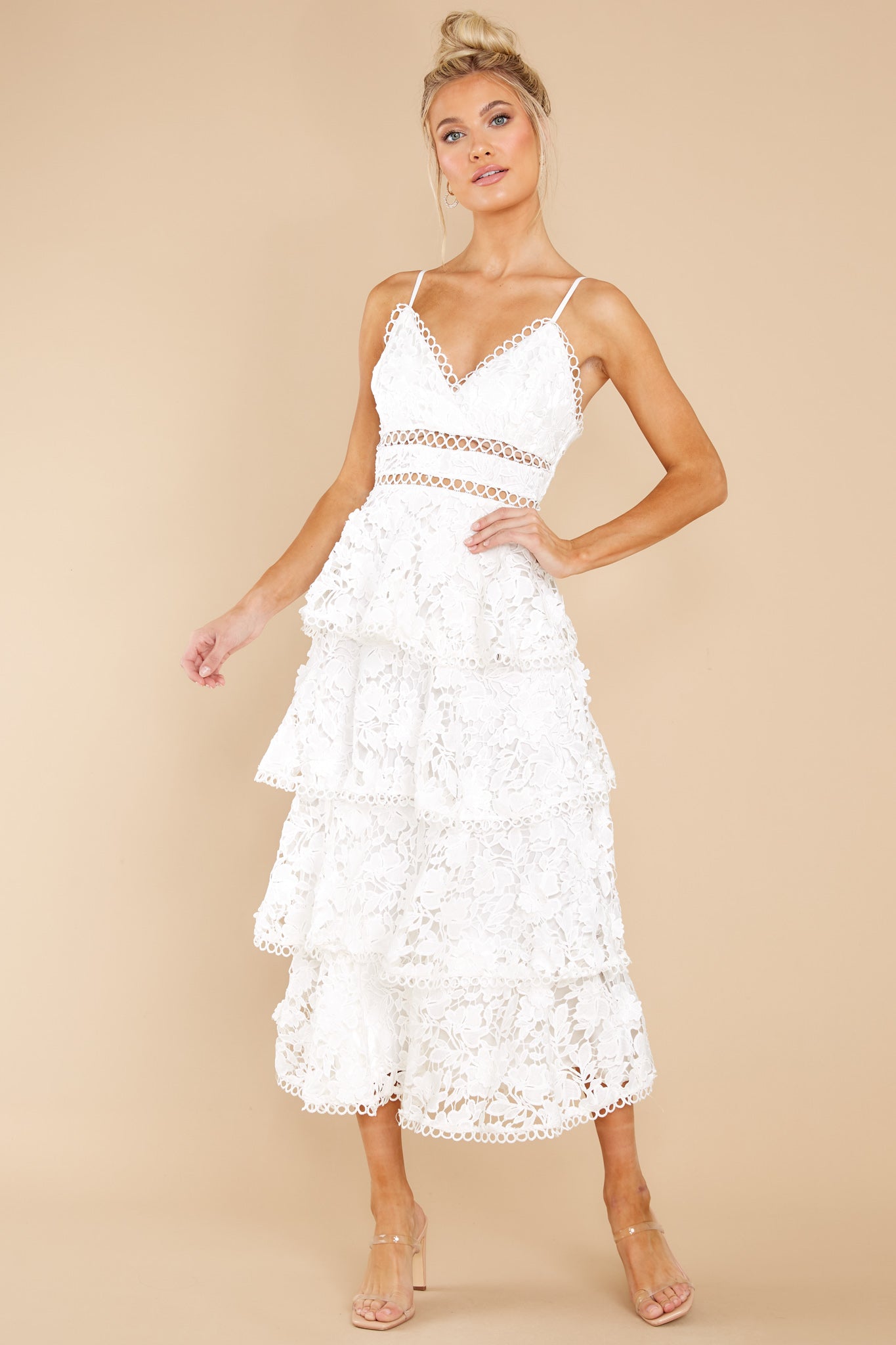 A Fairytale Story White Lace Midi Dress