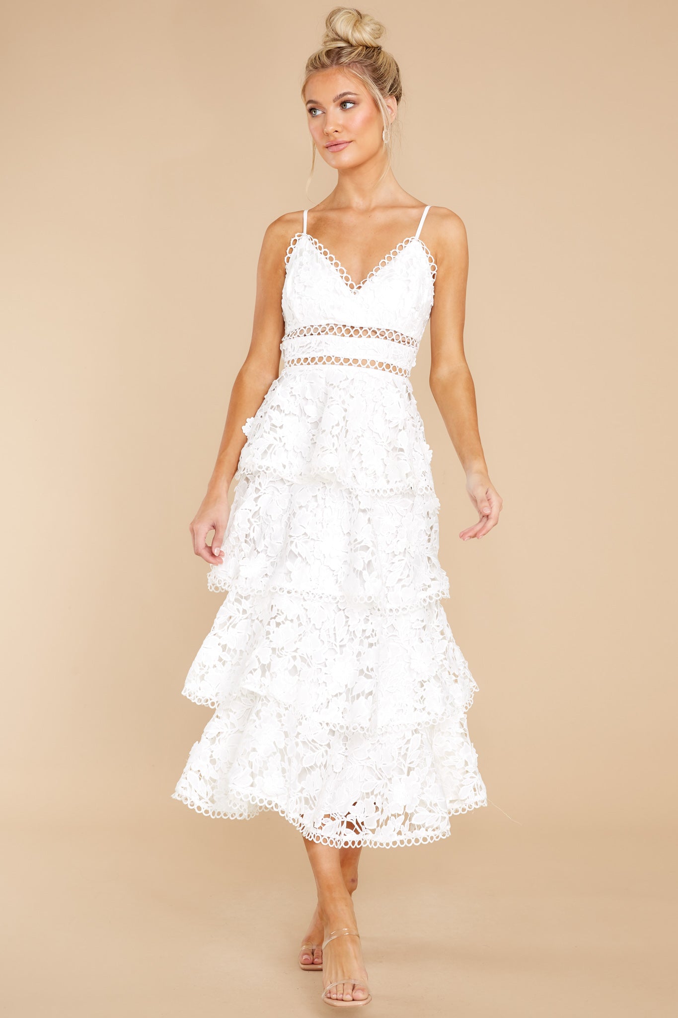 A Fairytale Story White Lace Midi Dress