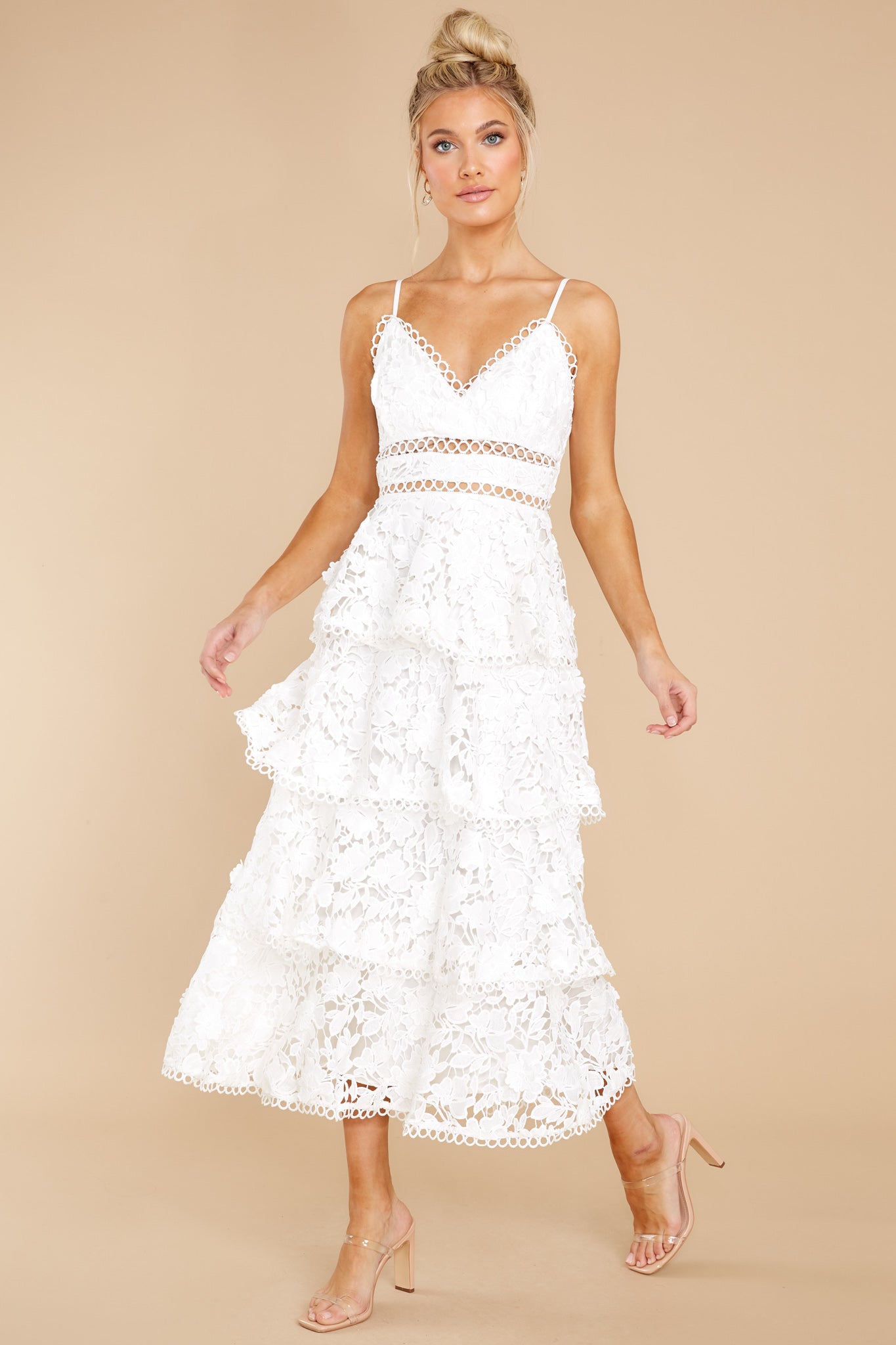 A Fairytale Story White Lace Midi Dress