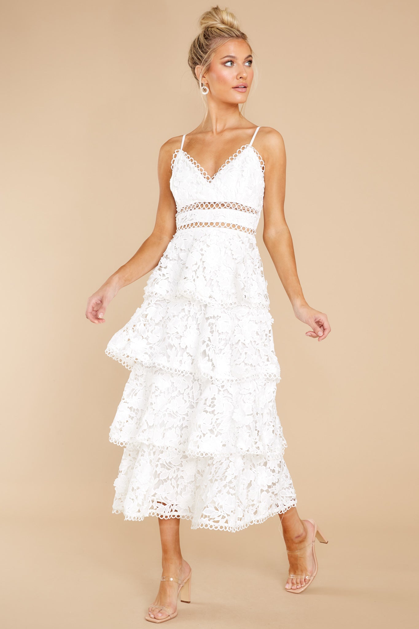 A Fairytale Story White Lace Midi Dress