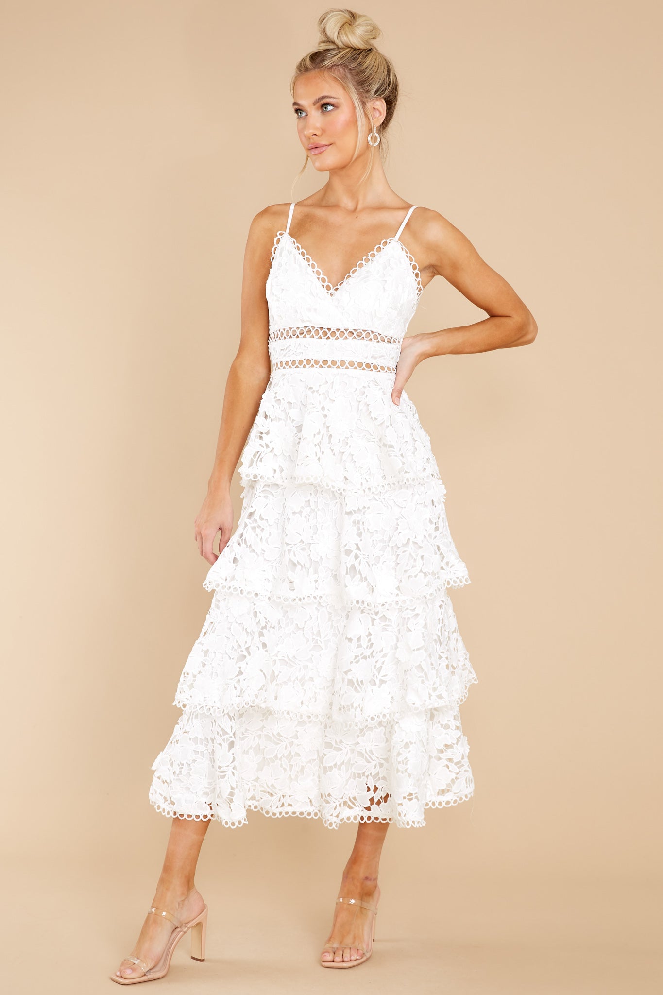 A Fairytale Story White Lace Midi Dress