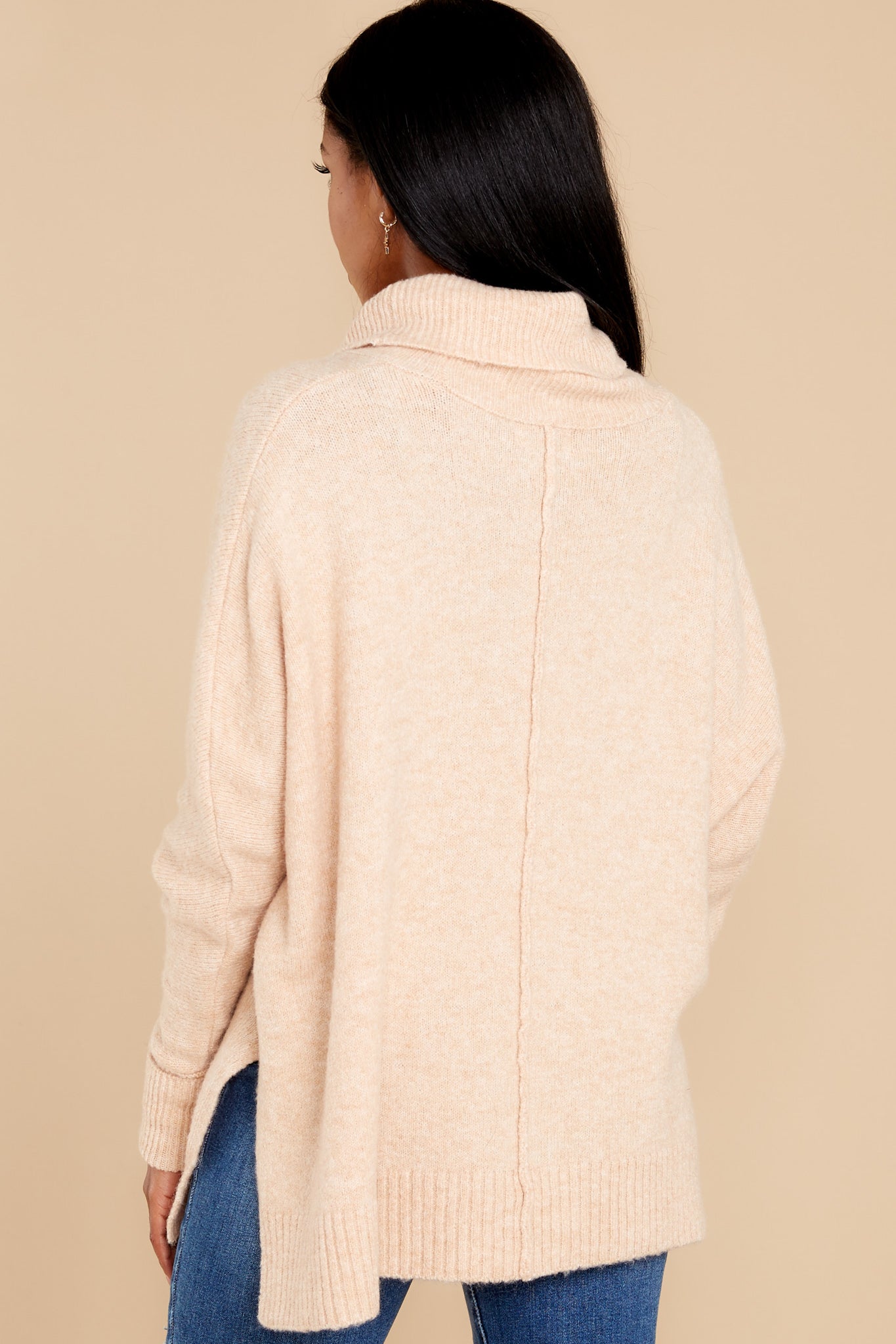 Secret To Love Beige Turtleneck Sweater