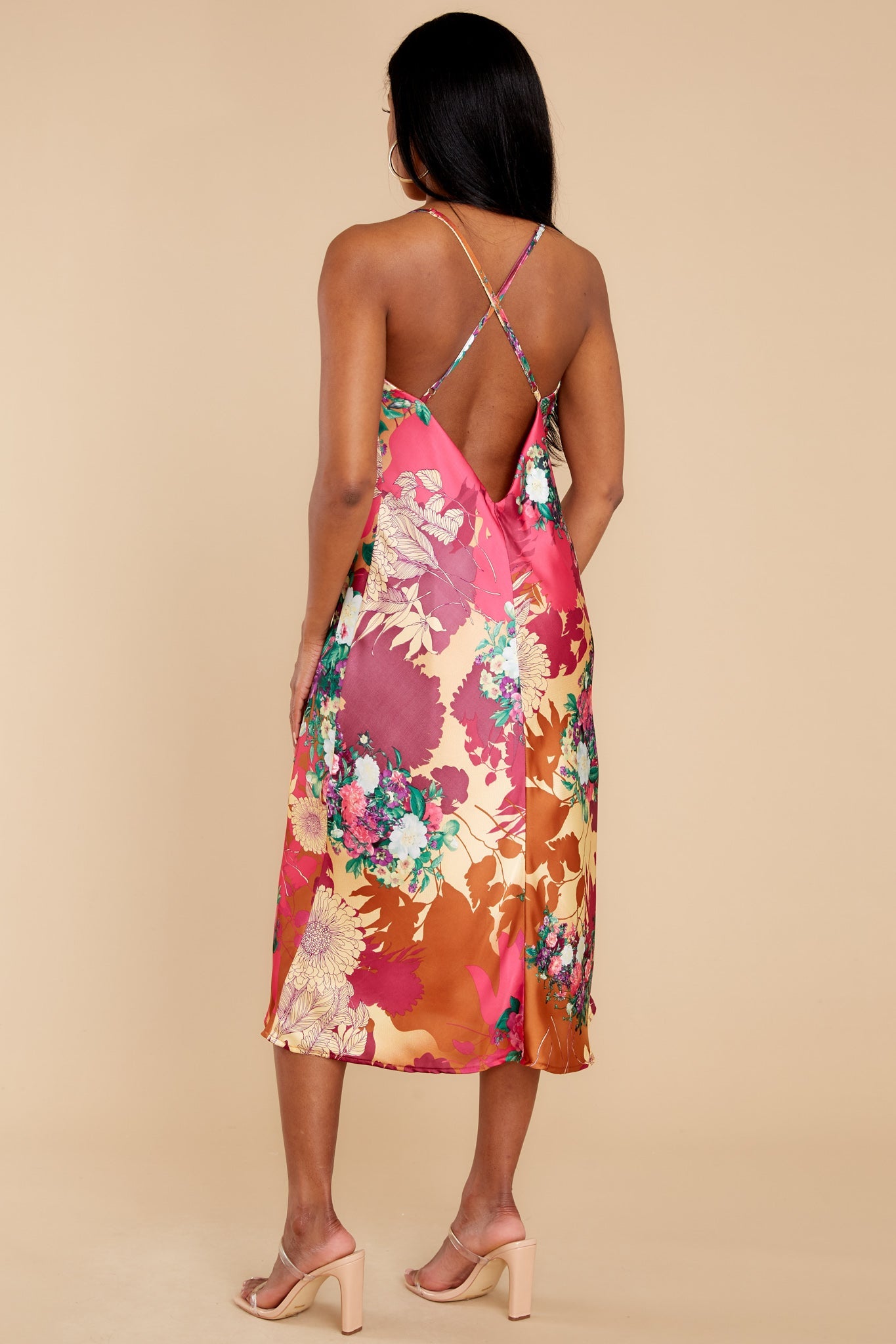 Ready For The Runway Pink Floral Print Midi Dress